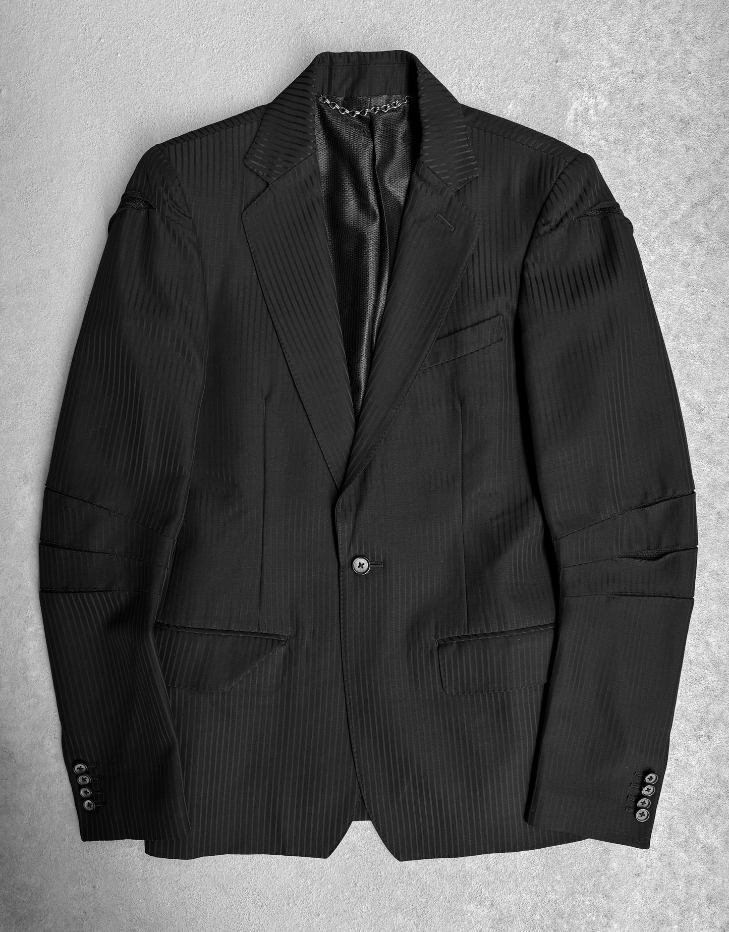 MiharaYasuhiro AW08 Slashed Stripe Wool Button-up Blazer