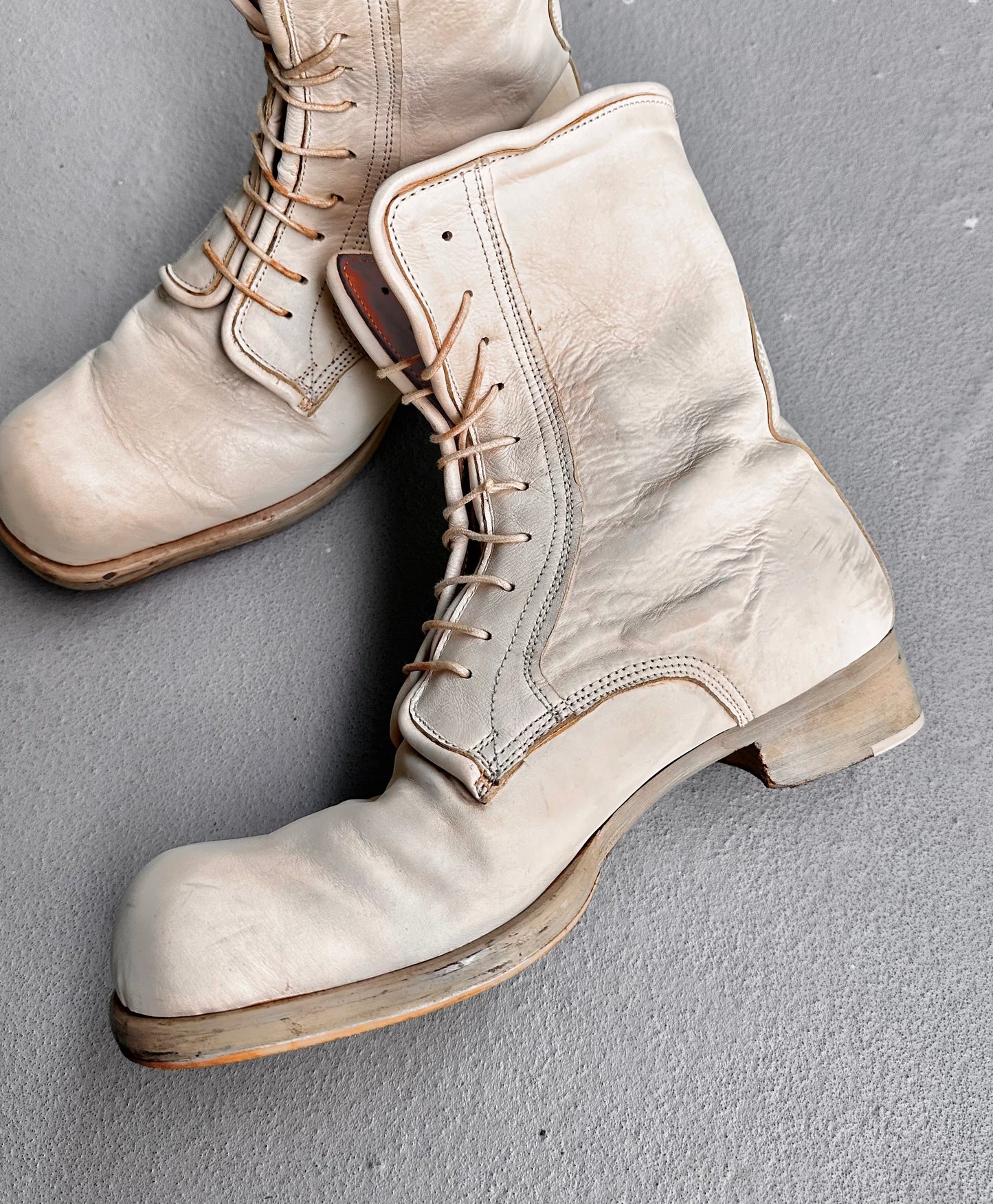 MiharaYasuhiro Early 00s Roasted Cowhide Leather Square-Toe Boots