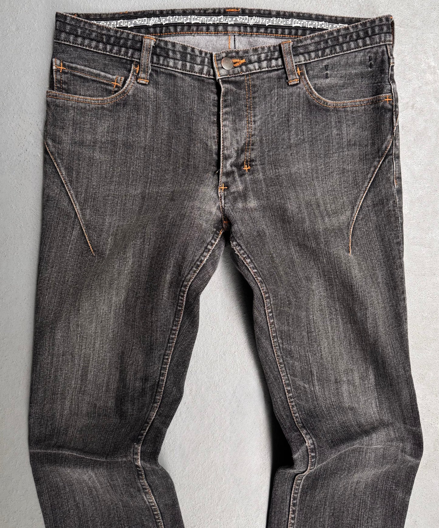 Number (N)ine AW07 “Love, God, Murder” Washed Grey Slim Bootcut Denim
