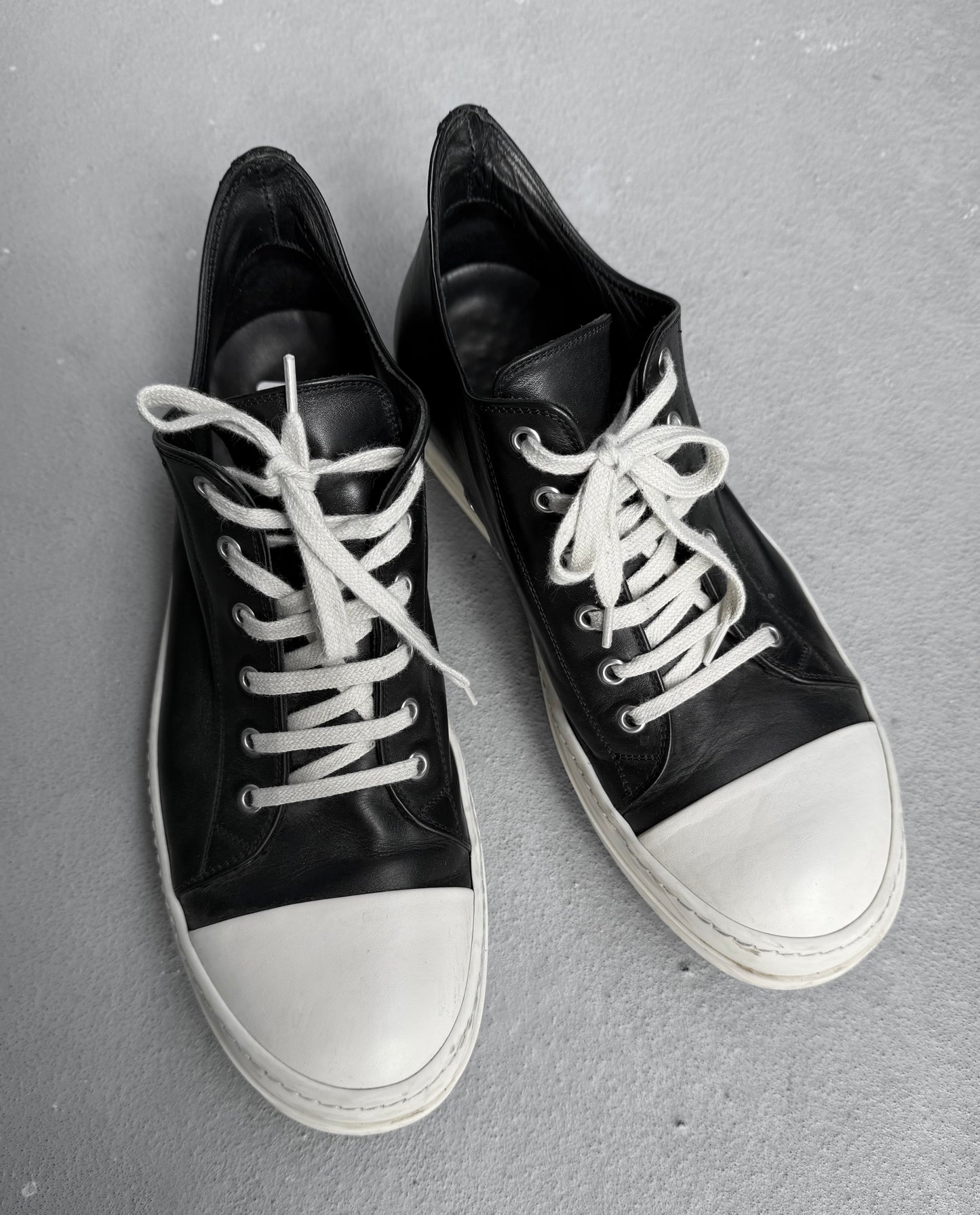 Rick Owens AW20 “PERFORMA” Black Leather Low-top Ramones Sneakers