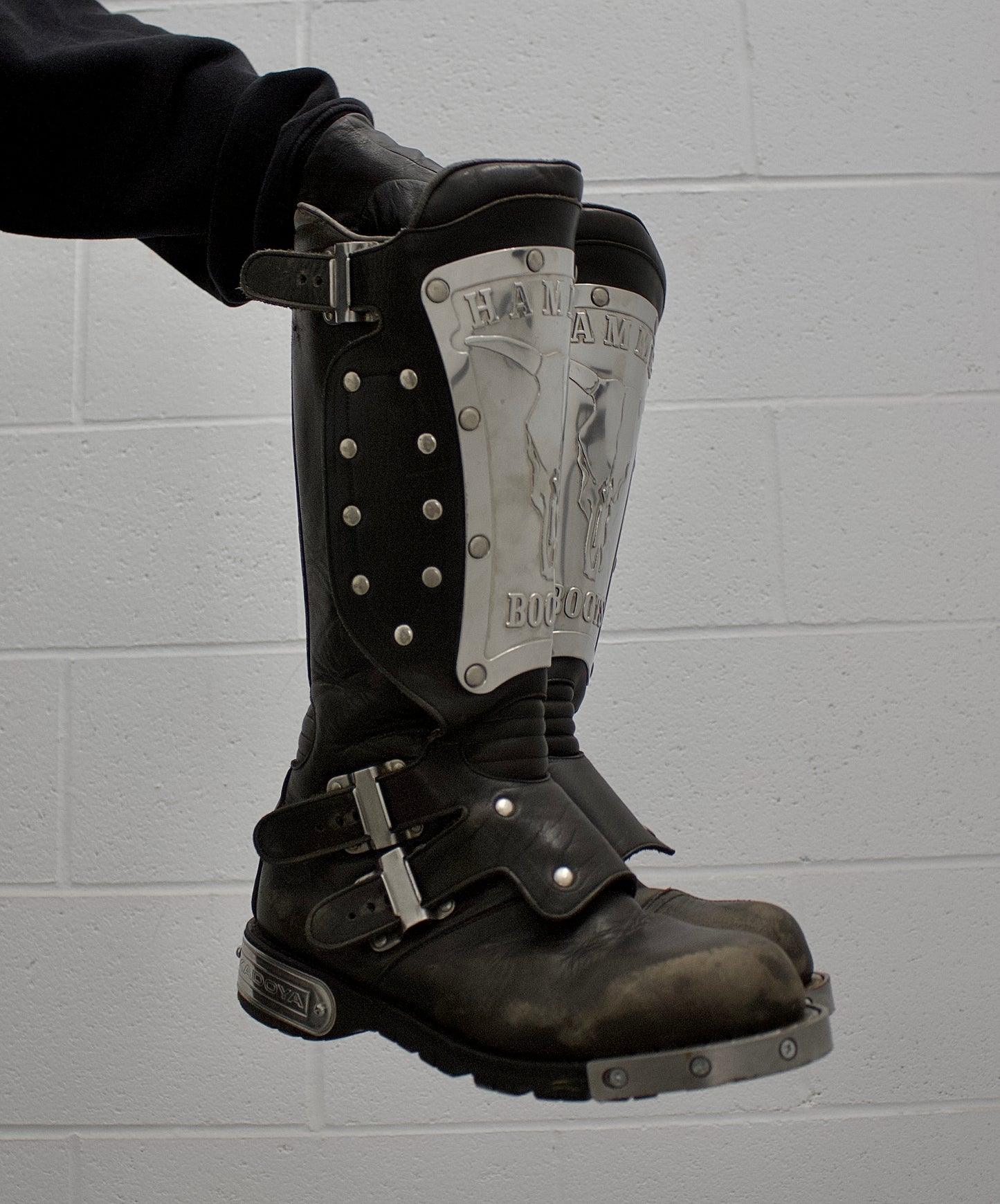 KADOYA Early 00s “Hammer” Metal Shield Studded Motorcycle Boots