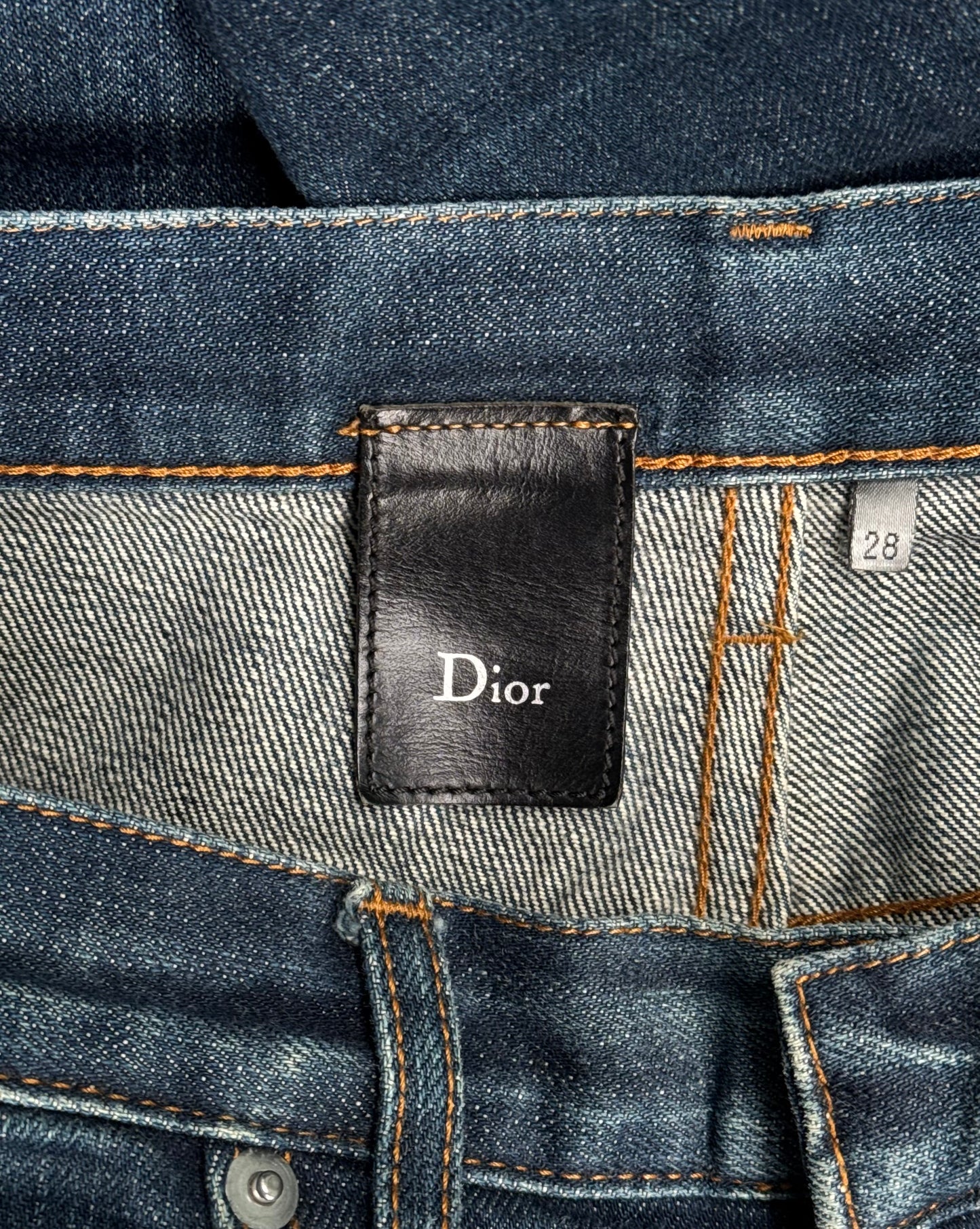 DIOR HOMME by Hedi Slimane Early 00s Blue Claw Mark Skinny Denim