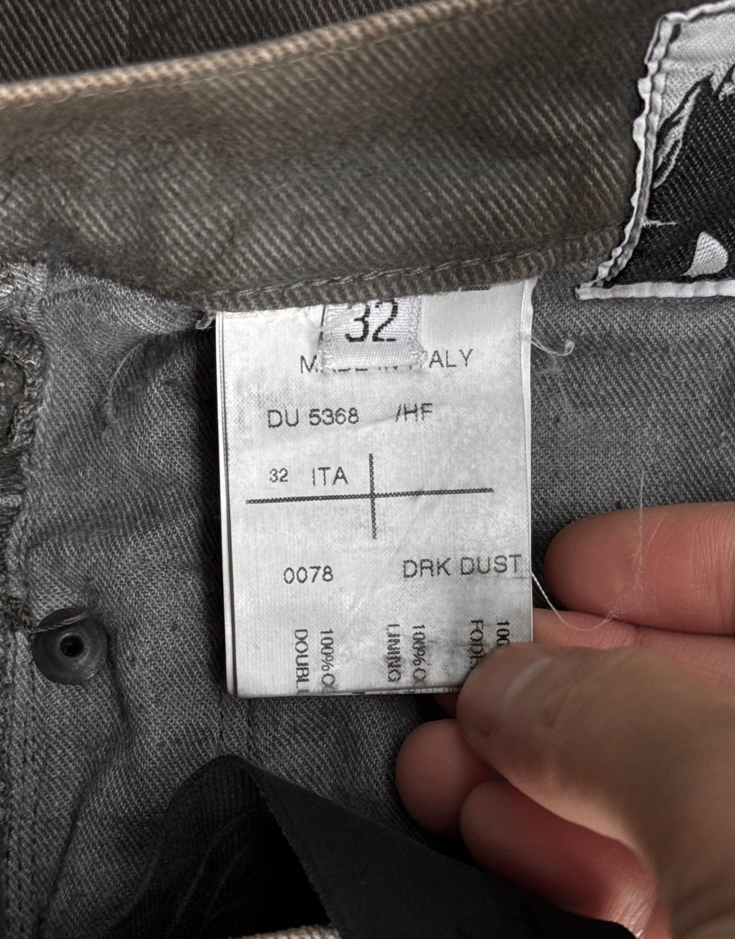 Rick Owens DRKSHDW SS13 “ISLAND” DRK DUST Moleskin ‘Torrence Cropped’ Denim