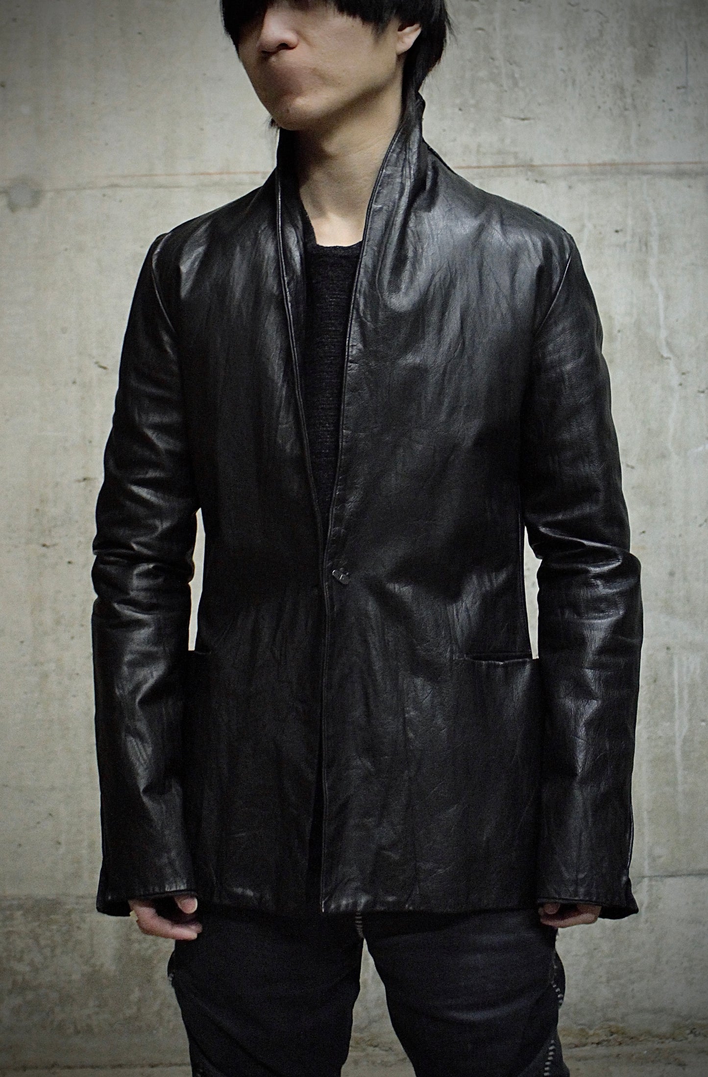 m.a+ by Maurizio Amadei 'J110' SY 0.5 Shawl Cow Leather Blazer detail | DRIEW GARMENTS