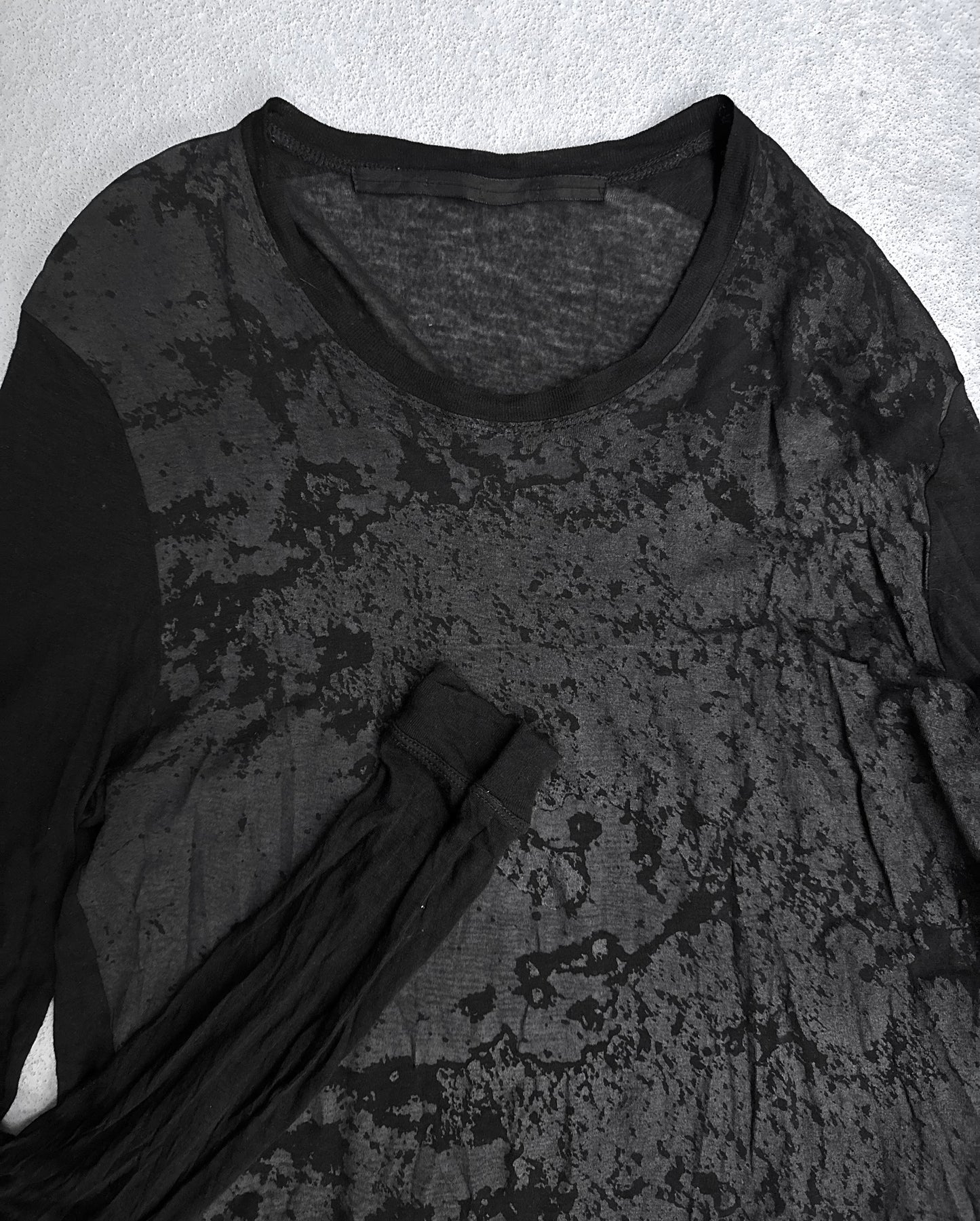 Julius_7 AW15-16 "sphere;" Sheer Black Graphic Long-Sleeves