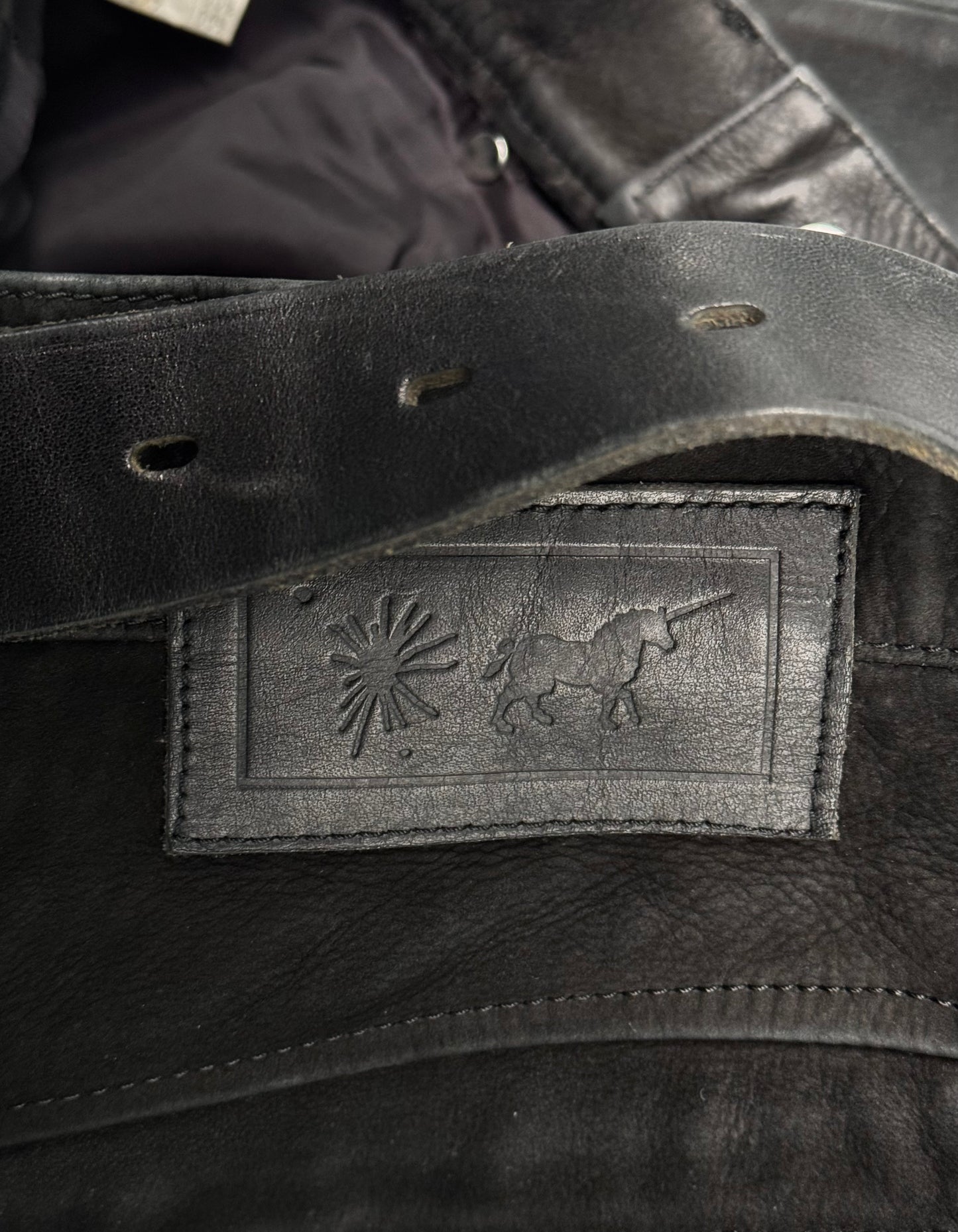 MiharaYasuhiro Late 90s Vegetable Tanned Cowhide Suede Leather Rider Pants