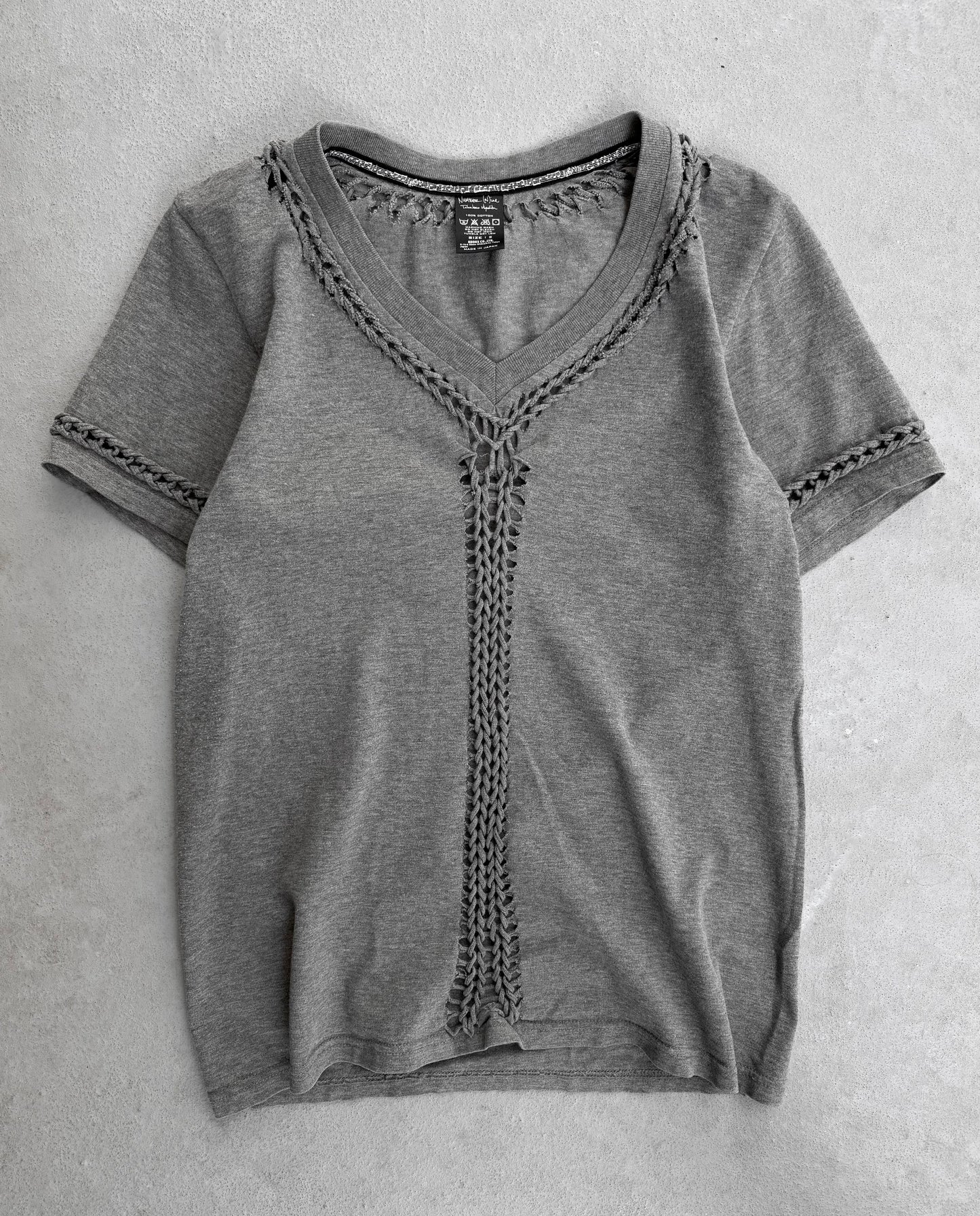 Number (N)ine SS07 “About a Boy” Braided Cutout Grey T-shirt