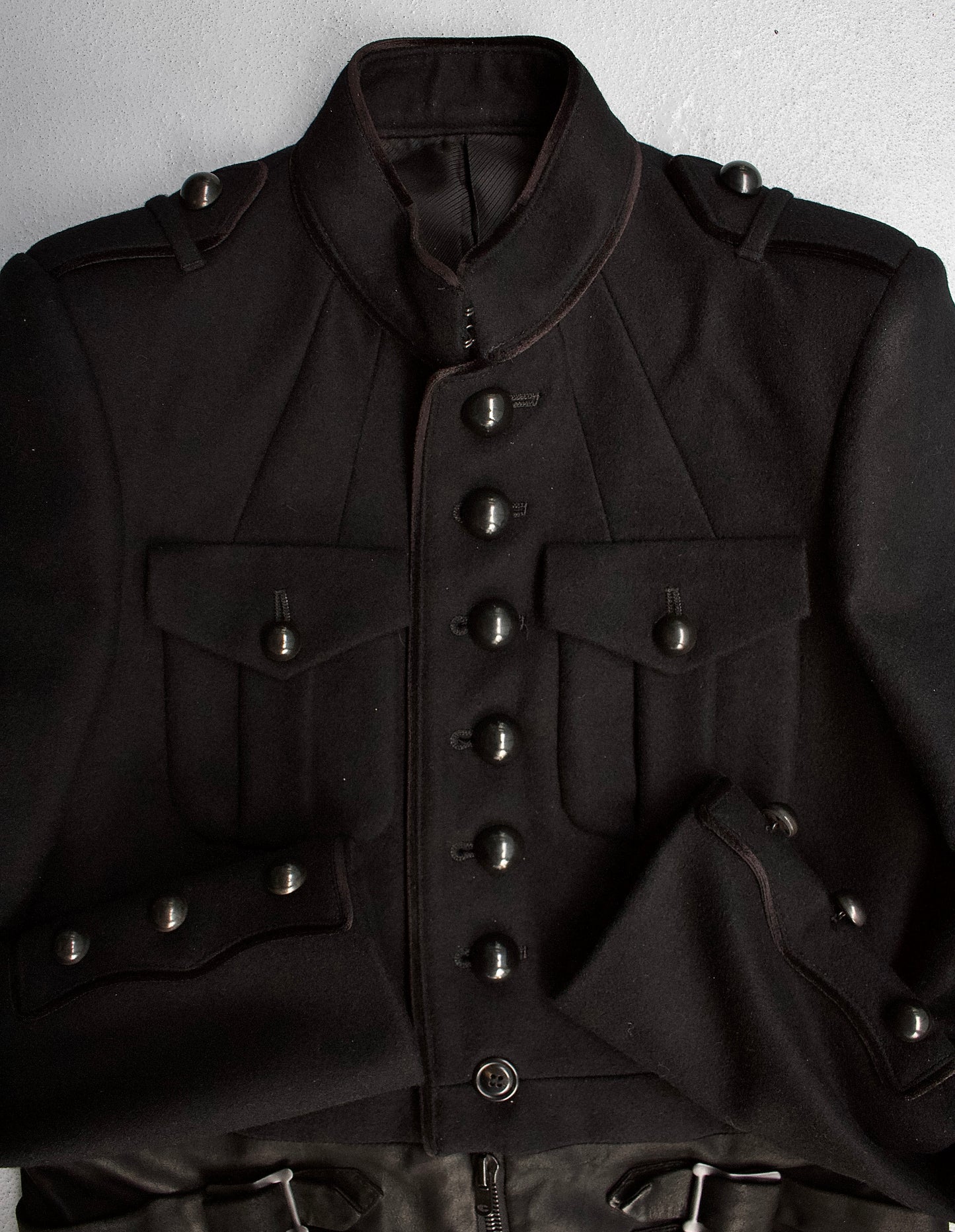 Number (N)ine AW06 “NOIR”Leather Hybrid Wool Napoleon Jacket
