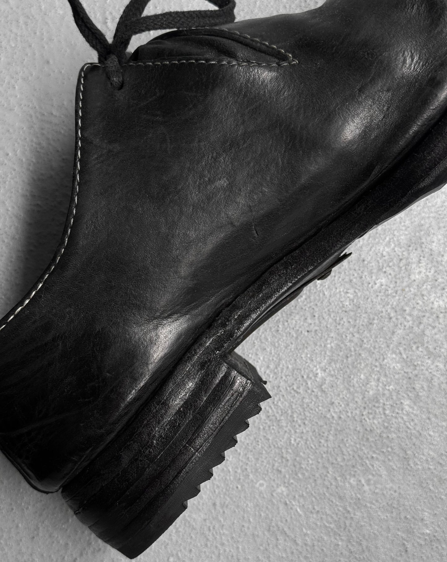 Carol Christian Poell ‘AM/2527 ROOM-PTC’ Black Object-dyed Kangaroo Leather One Fold Derbies