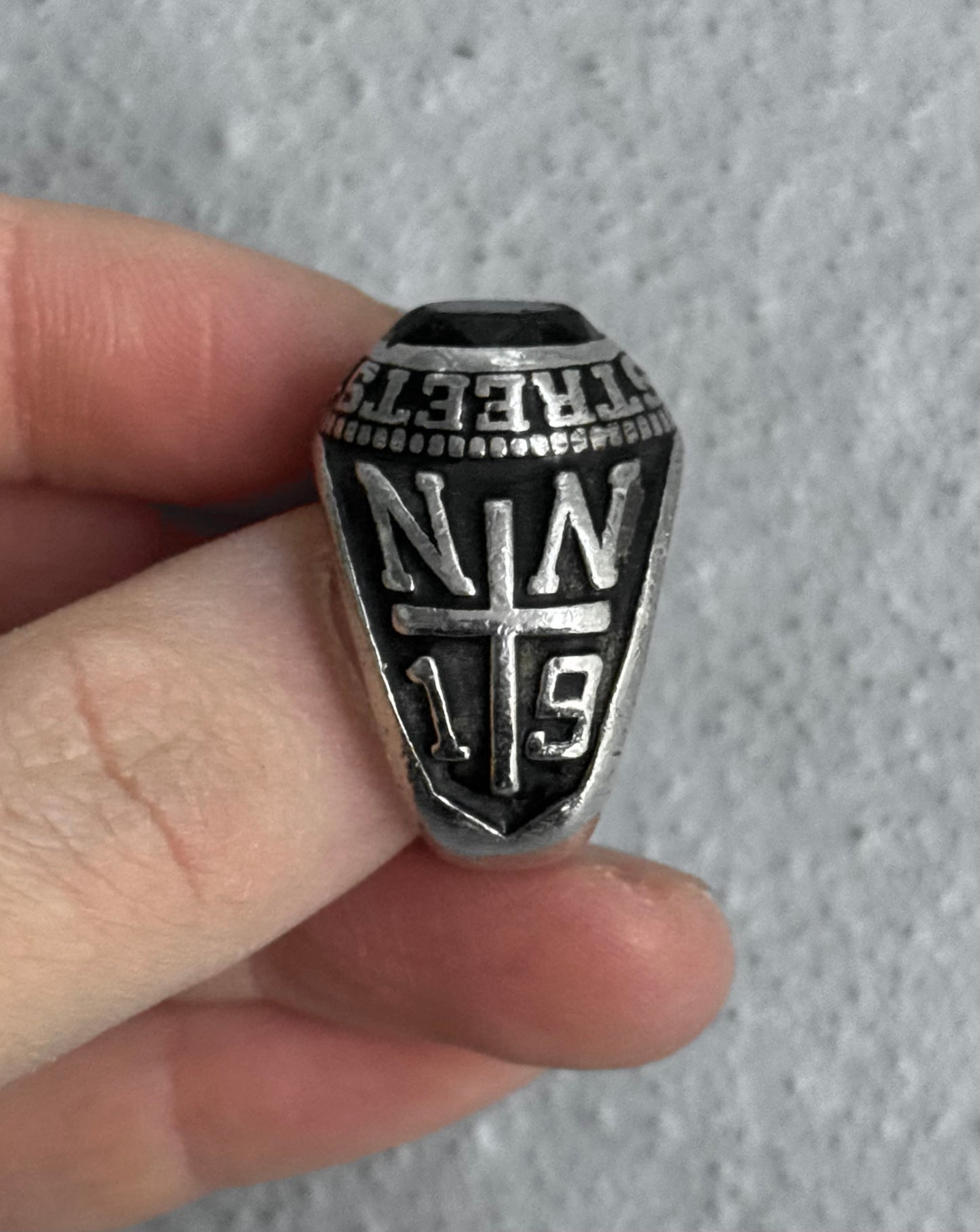 Number (N)ine x JAM HOME MADE Early 00s Sapphire Championship Silver Ring