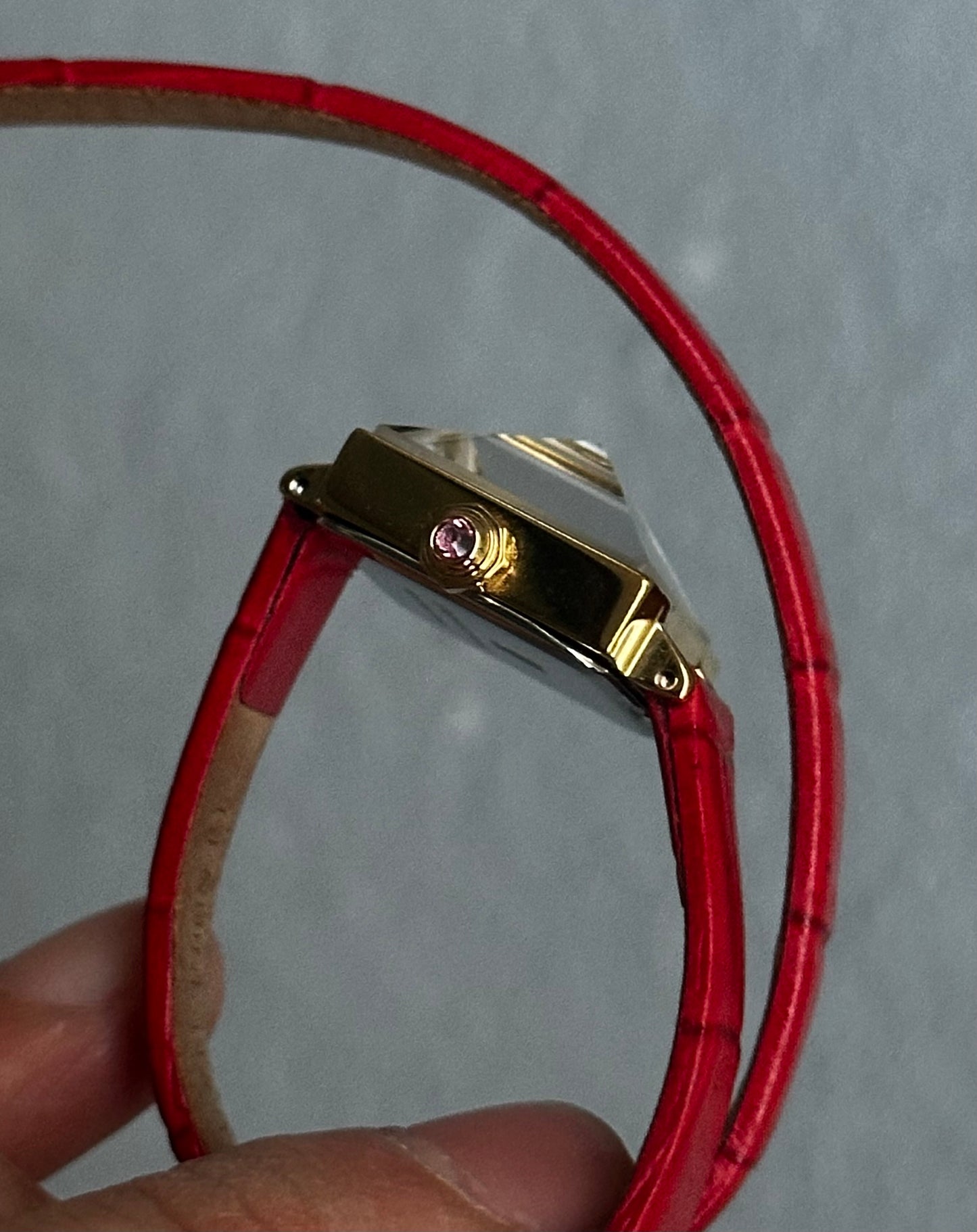 UNDERCOVER SS15 “Fuck the Clock” Red Leather Quartz Bracelet Watch