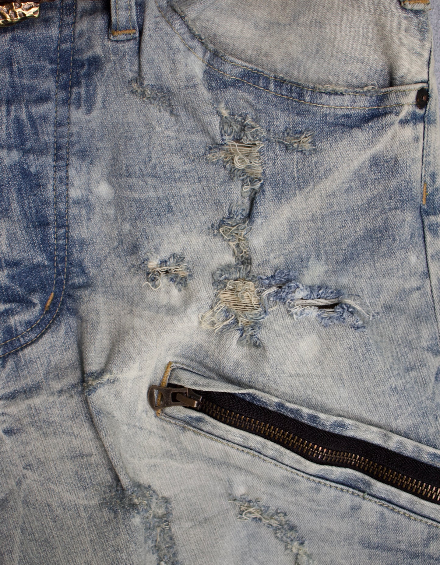 L.G.B Early 00s Distressed Acid-Wash Bootcut Denim