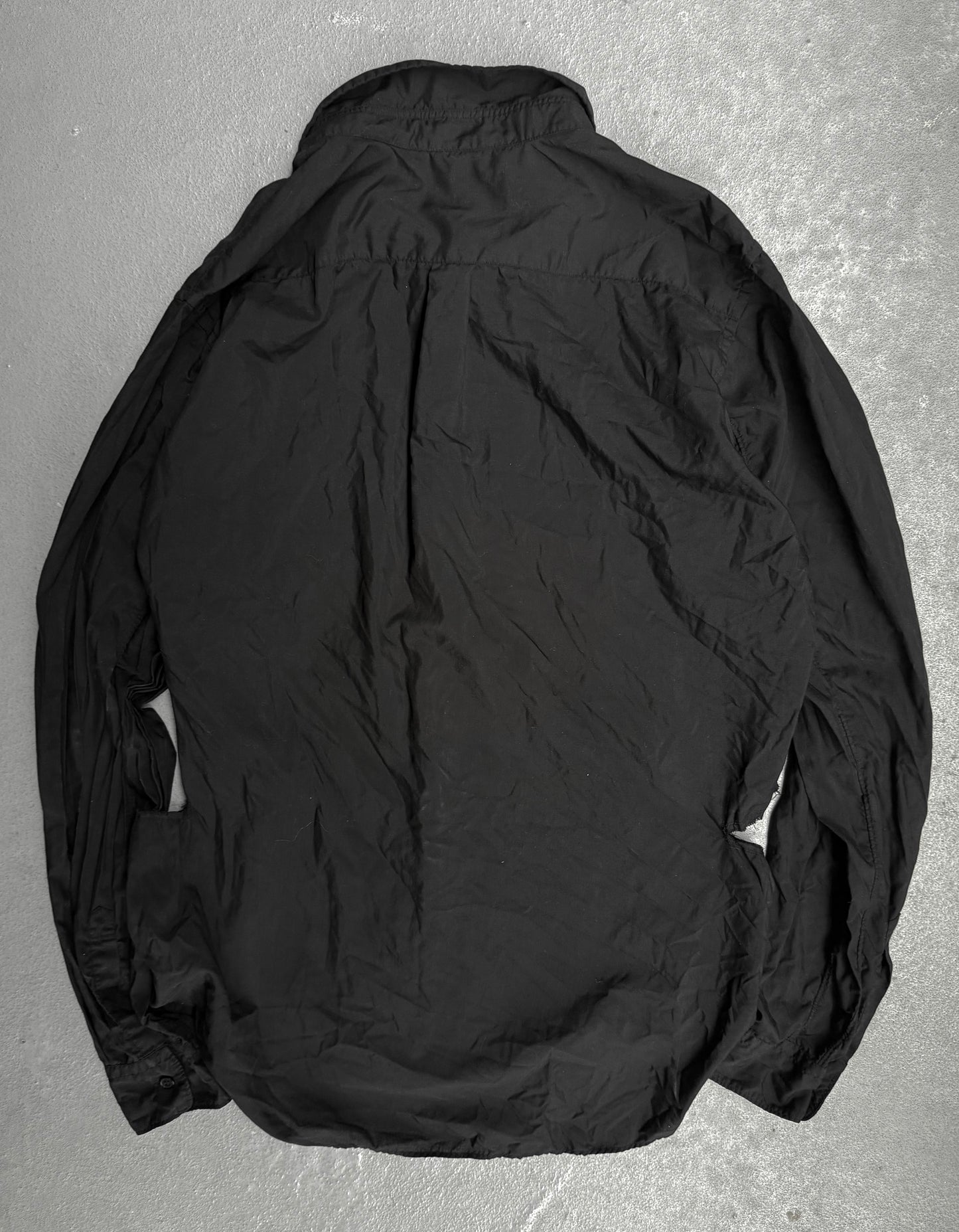 BLACK COMME des GARÇONS SS19 Distressed Side Cut-Out Shirt