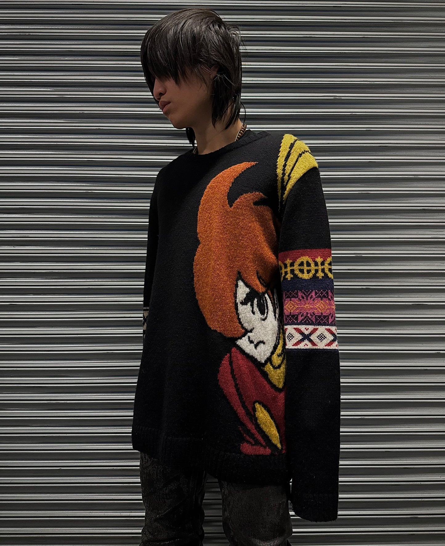 *SAMPLE* Yohji Yamamoto POUR HOMME AW07 ‘Shotaro Ishinomori: Cyborg009’ Graphic Knitted Sweater