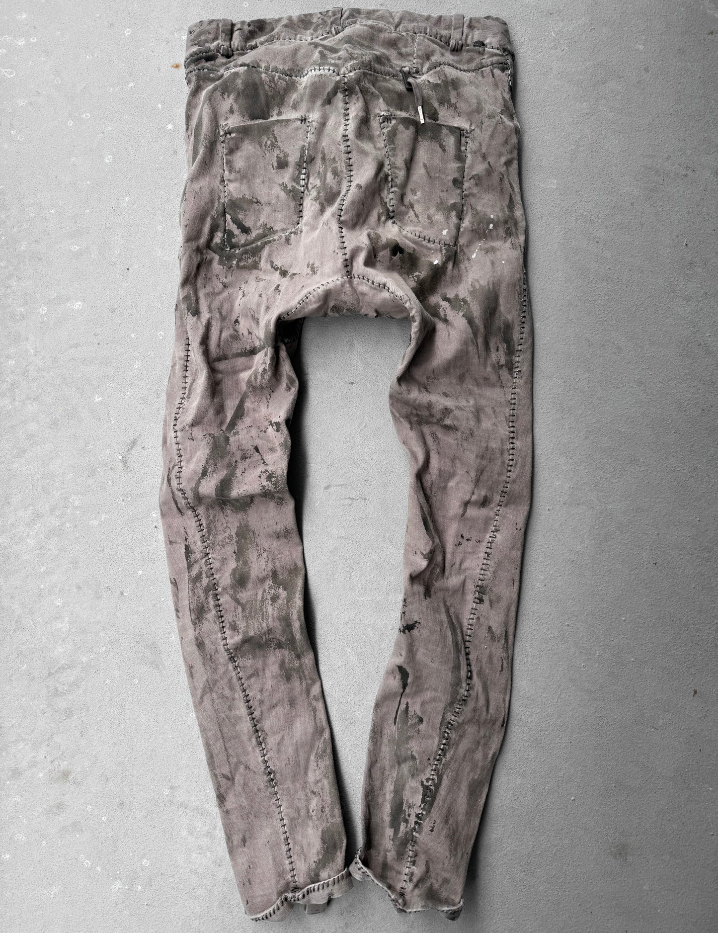 Boris Bidjan Saberi AW24 ‘P13.HS TF F1939’ Dirty Light Carbon Hand Stitch Vinyl Coated Denim