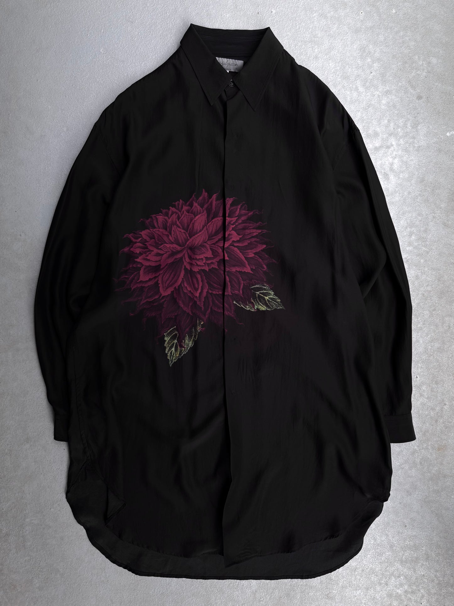 Yohji Yamamoto POUR HOMME SS22 ‘Dahlia’ Flower Printed Silk Button-up Shirt