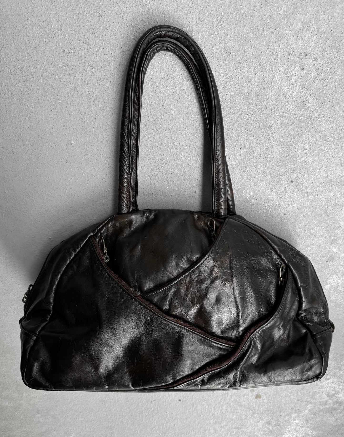 Jas M.B Early 00s Multi-pockets Brown Steerhide Leather Handbag