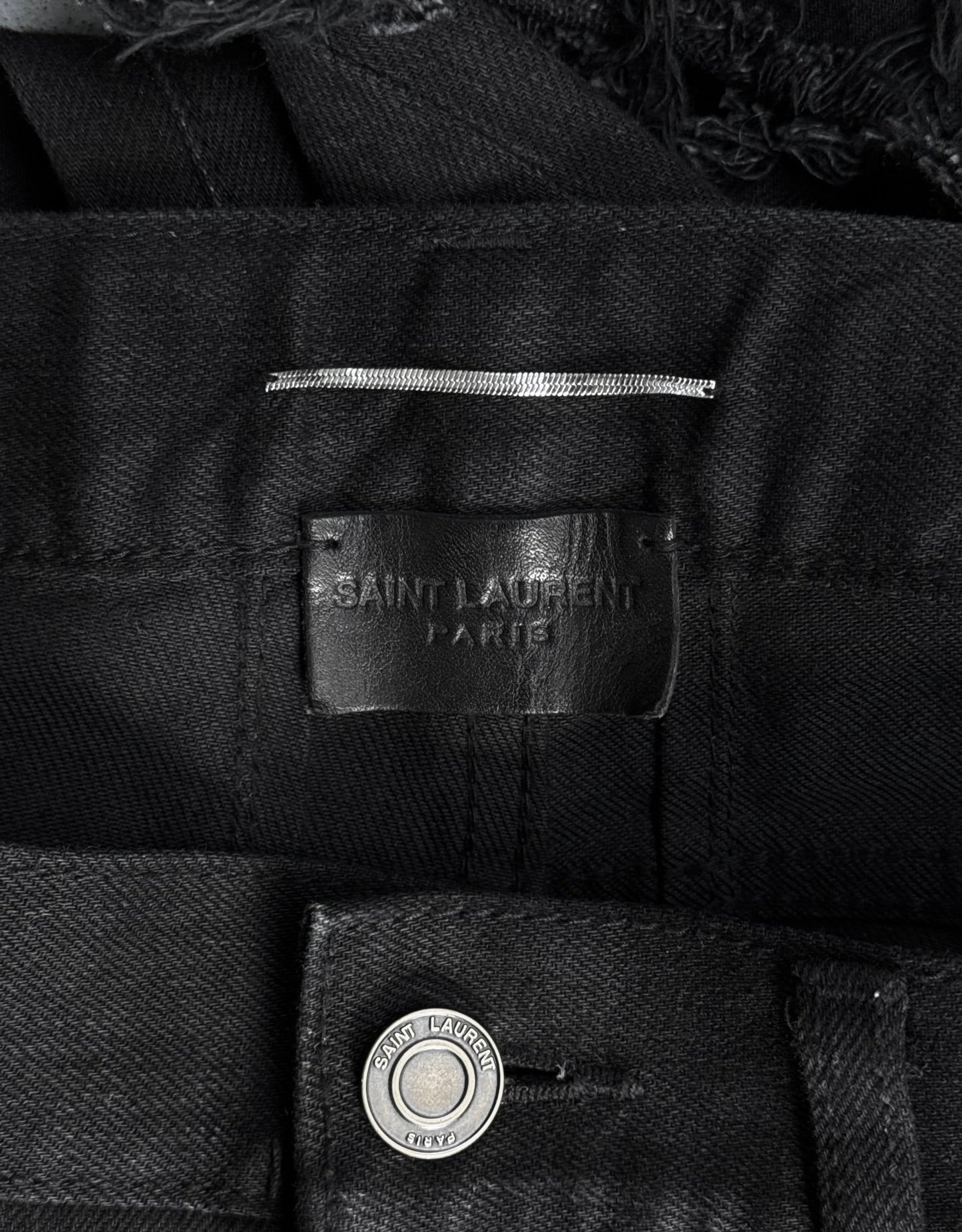 Saint Laurent Paris AW15 Black ‘D02’ Distressed Knee Skinny Denim