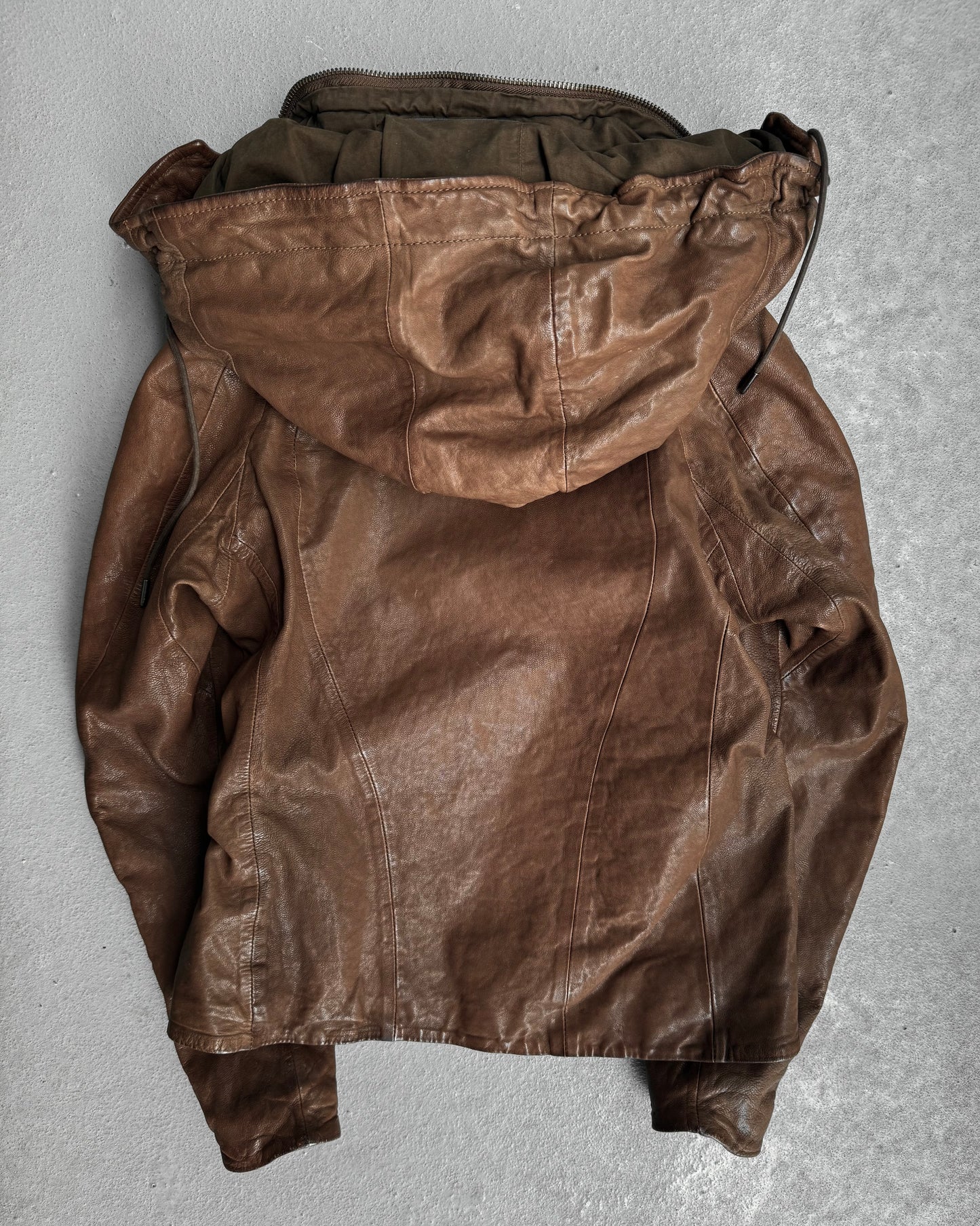 G.O.A Early 00s Goatskin Leather Bono Hooded Rider Jacket