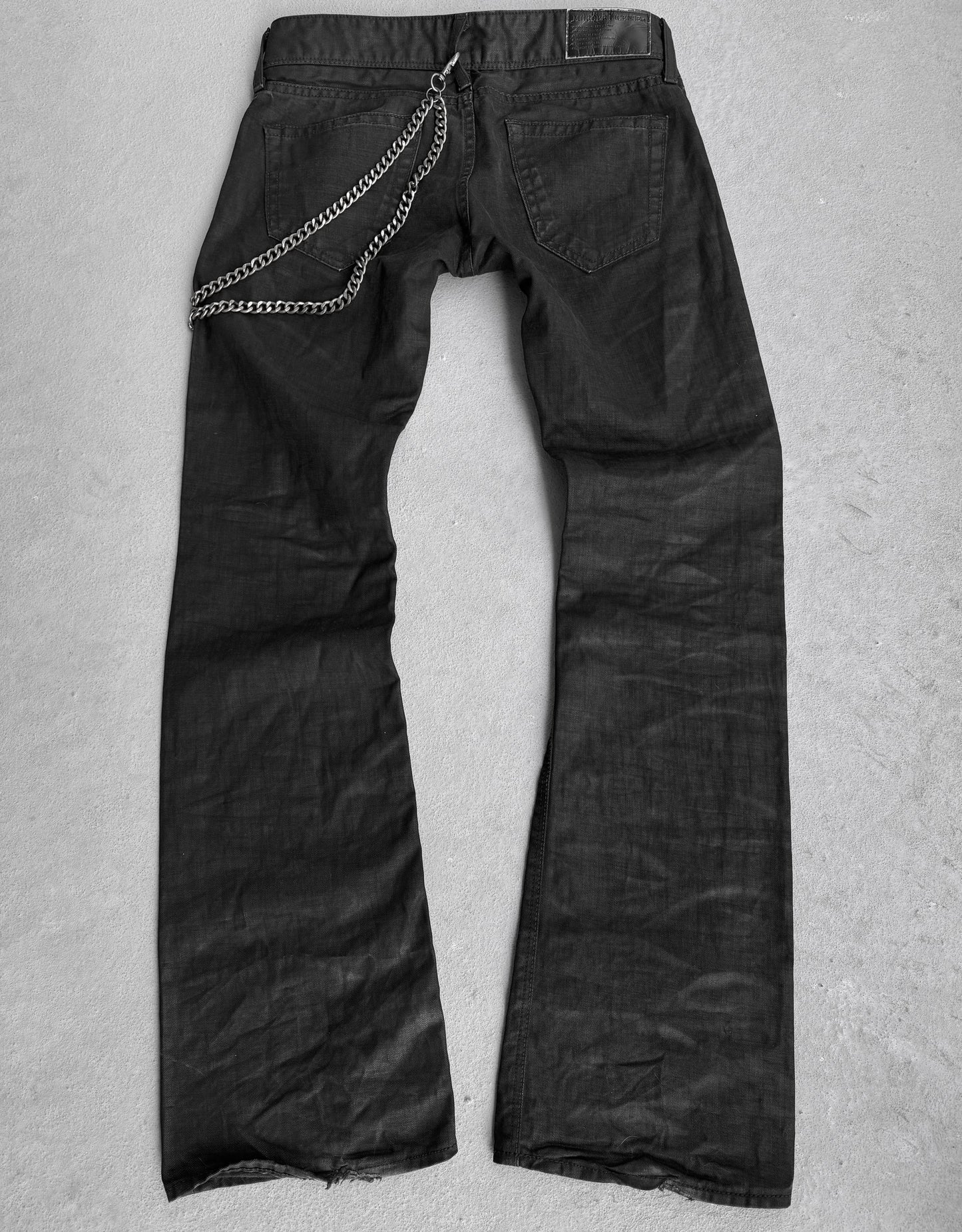 Murder License Early 00s Waxed Black Flare Denim