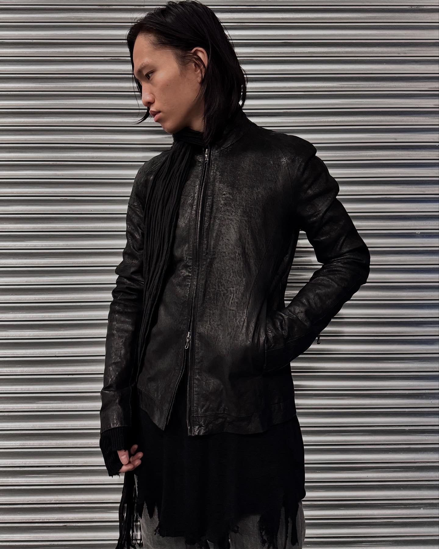 Julius_7 SS13 “vandalism:” Distressed Lambskin Leather Single Rider Jacket