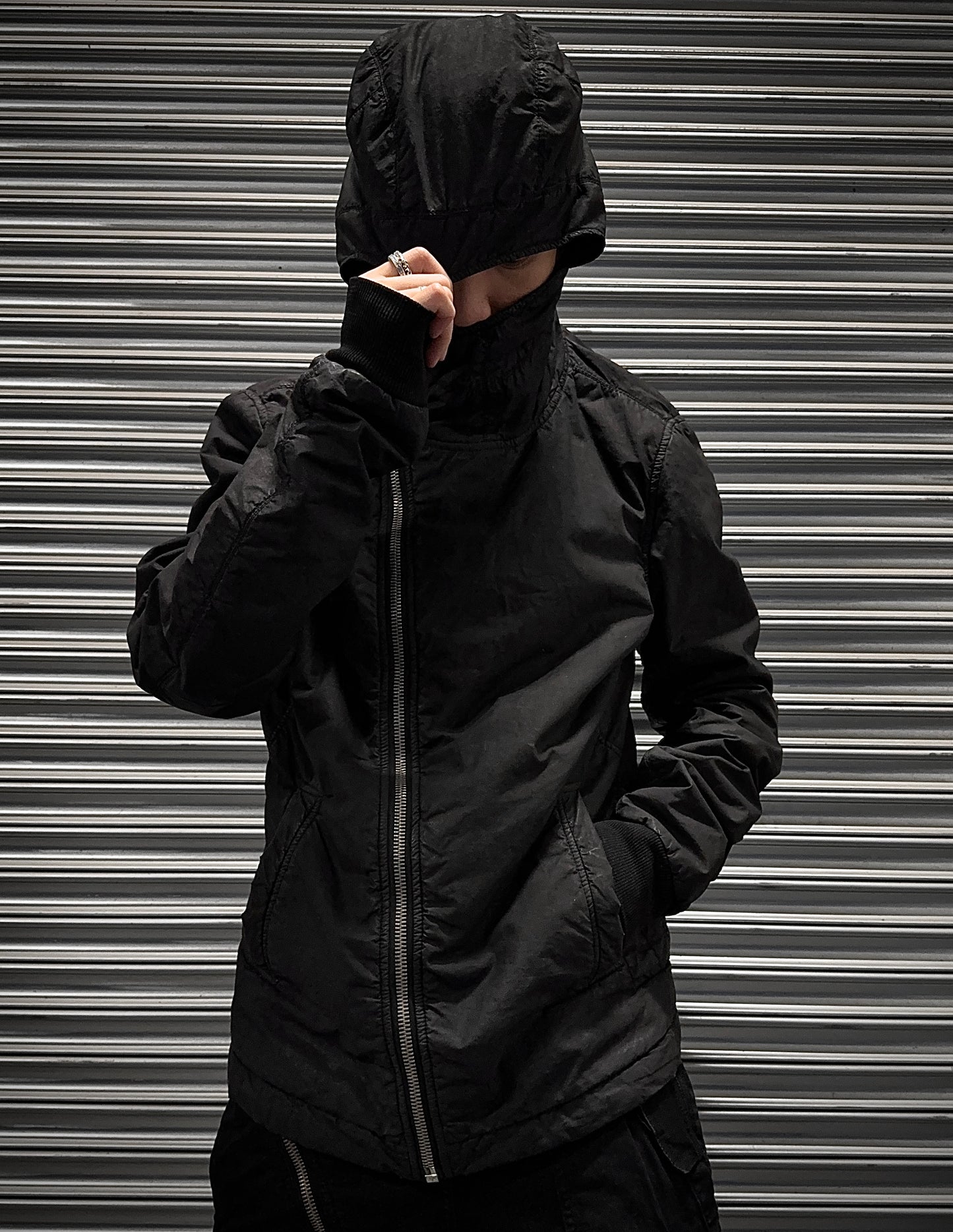 Rick Owens DRKSHDW AW08 “STAG” Waxed Cotton Scuba Bullet Hooded Jacket