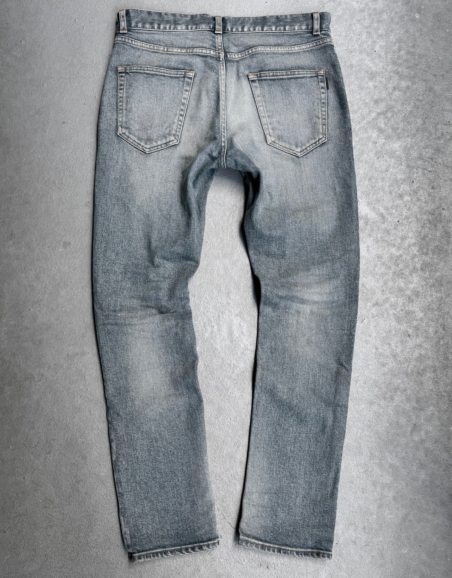 Saint Laurent Paris SS20 Blue ‘D10’ Distressed Knee Skinny Denim
