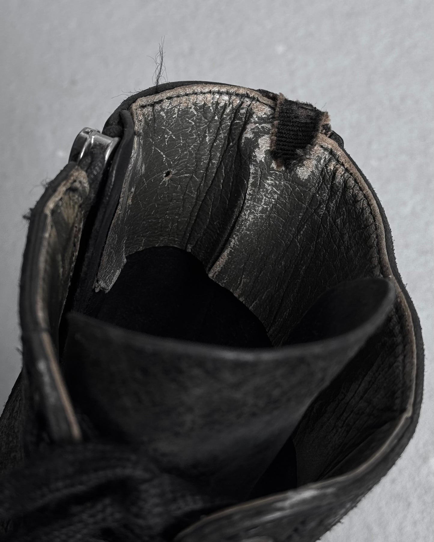 Rick Owens AW09 “CRUST” Blistered Lambskin Leather Lace-up Combat Boots