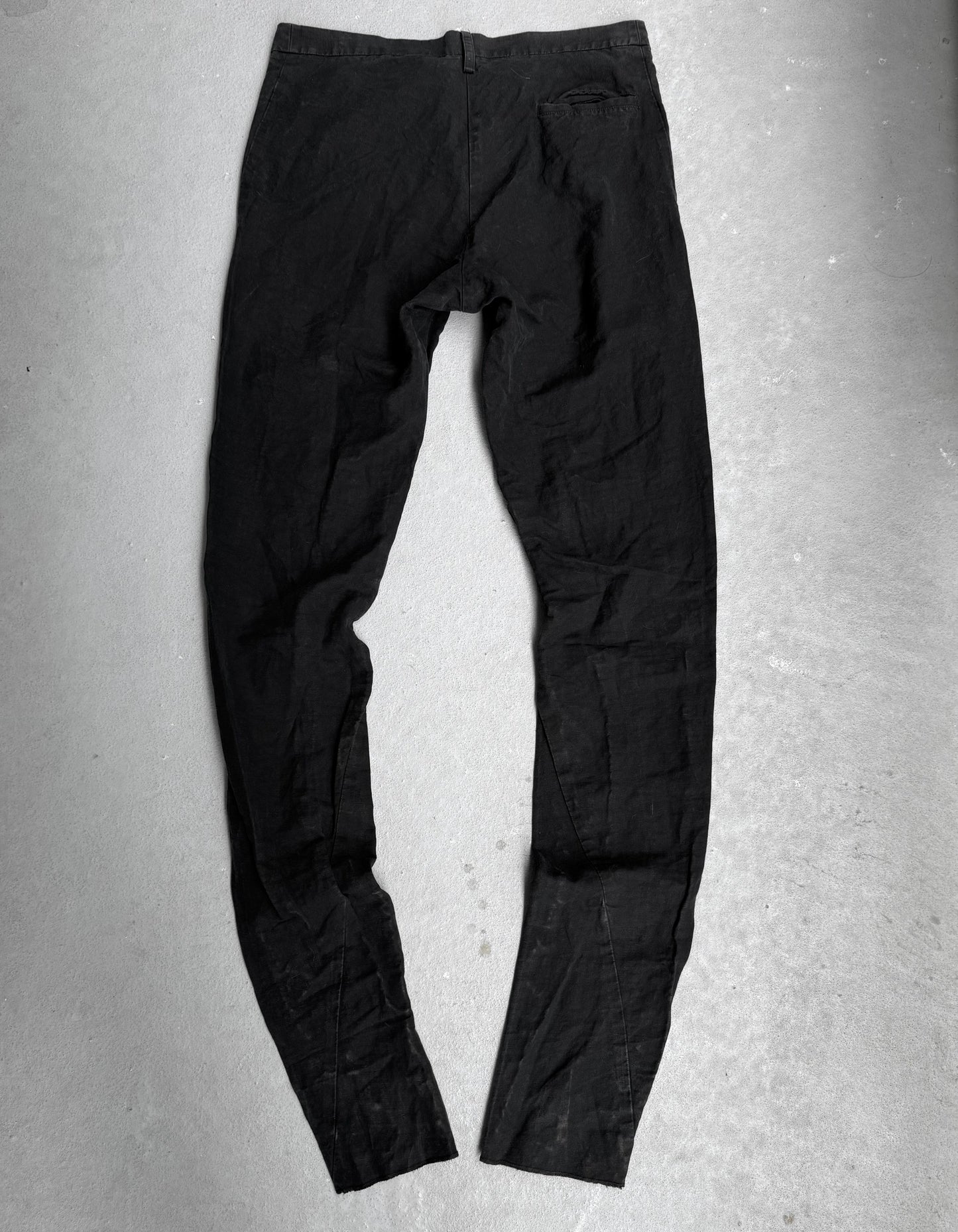 DAMIR DOMA Black Linen Twisted Leg Skinny Trousers
