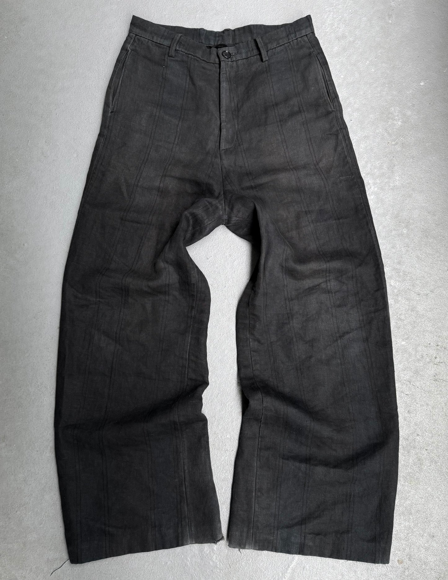 Zam Barrett Striped Heavy Linen Wide-Leg Pants