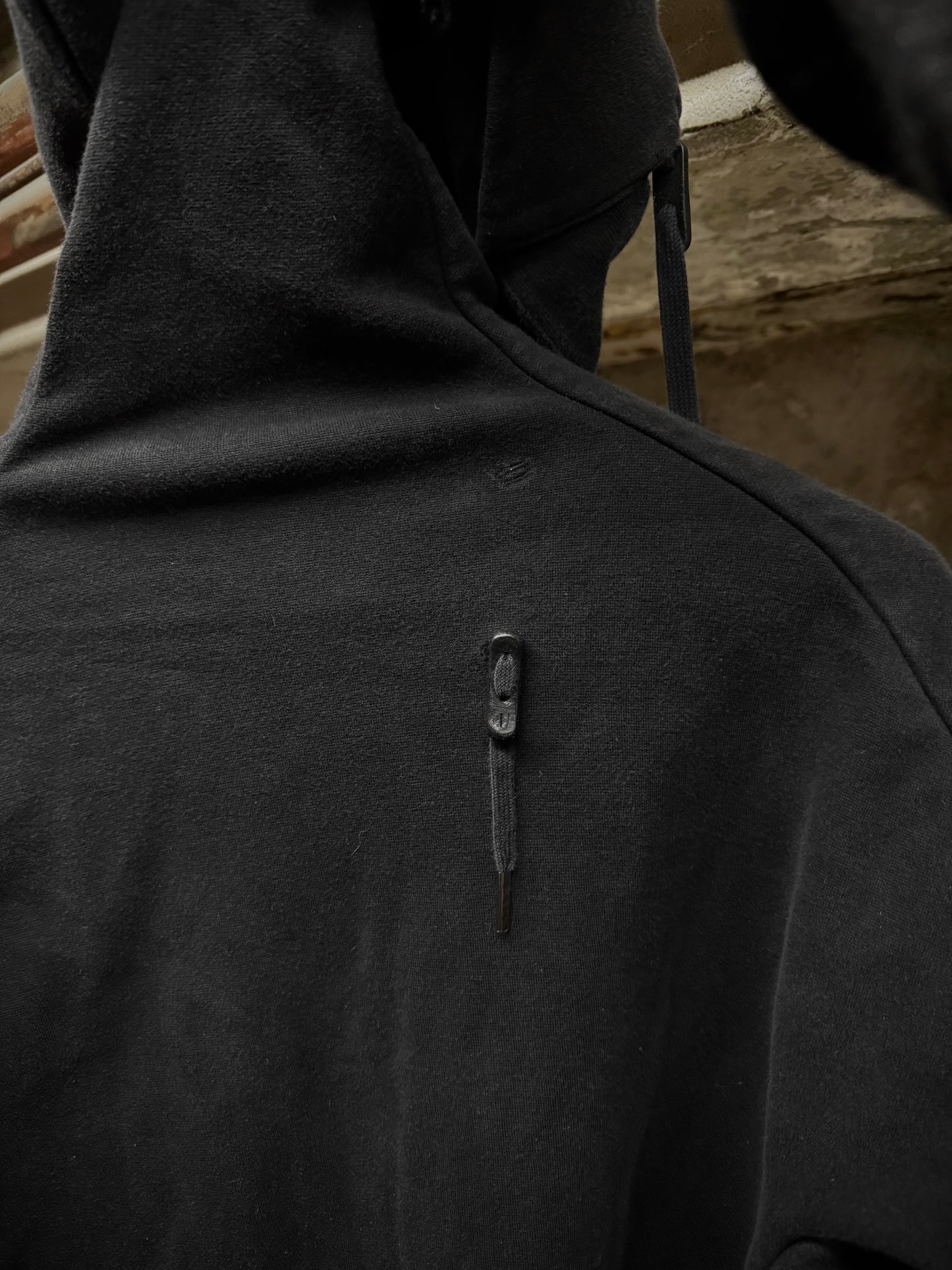 Boris Bidjan Saberi ‘HOODY2’ Washed Black Kangaroo Pocket Raglan Ninja Hoodie