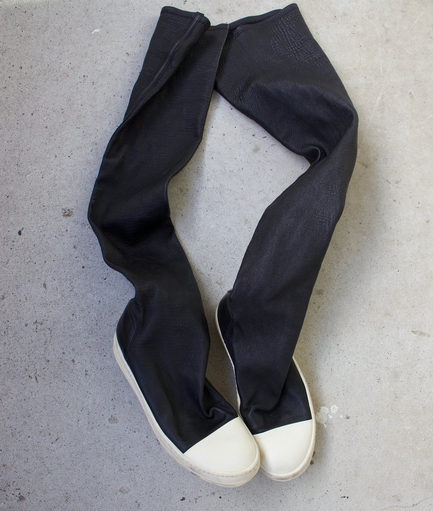 Rick Owens AW17 “GLITTER” Mainline Leather Ramone Sock Sneakers