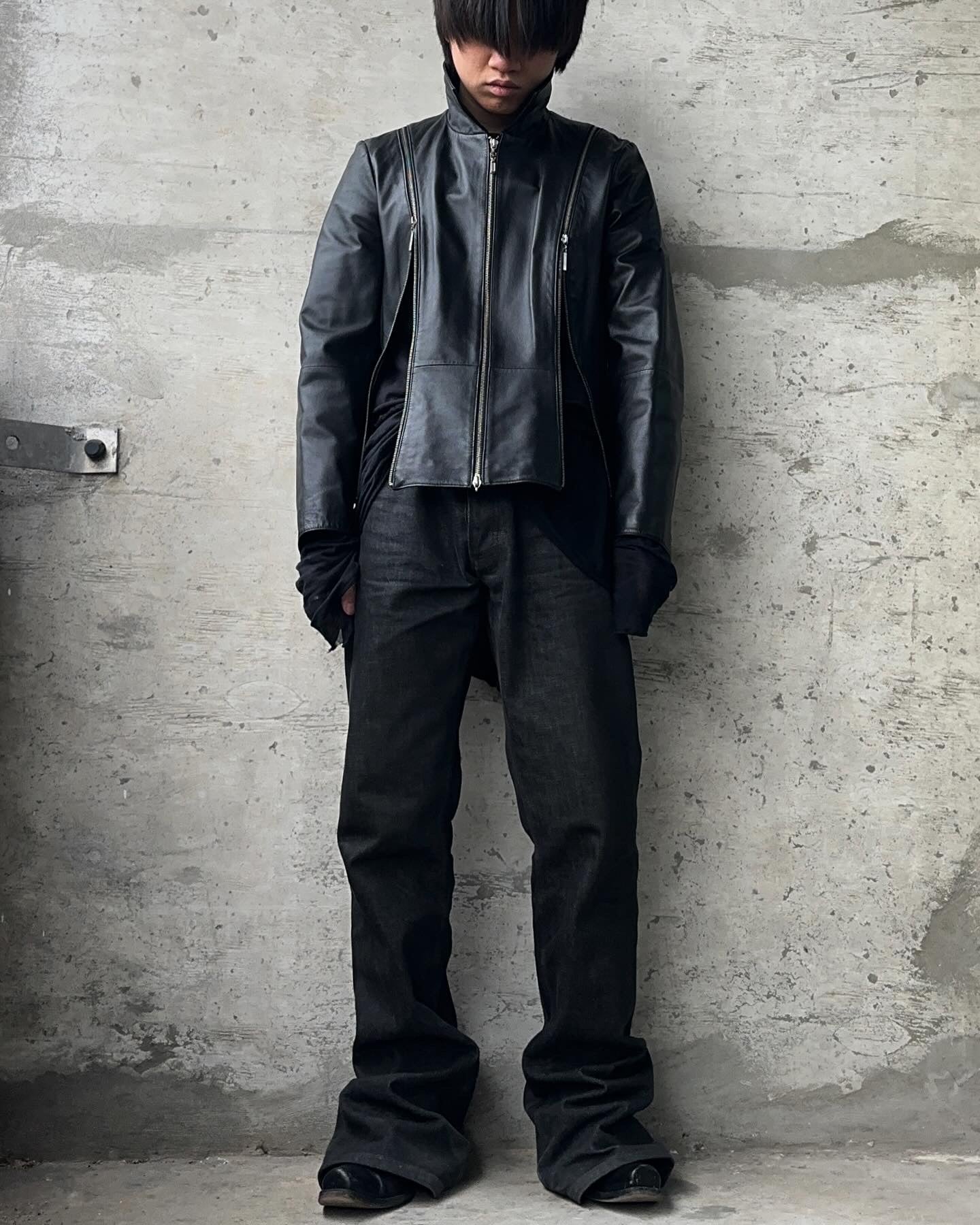 Vintage Y2K Apanage Multi-zip Moto Leather Jacket