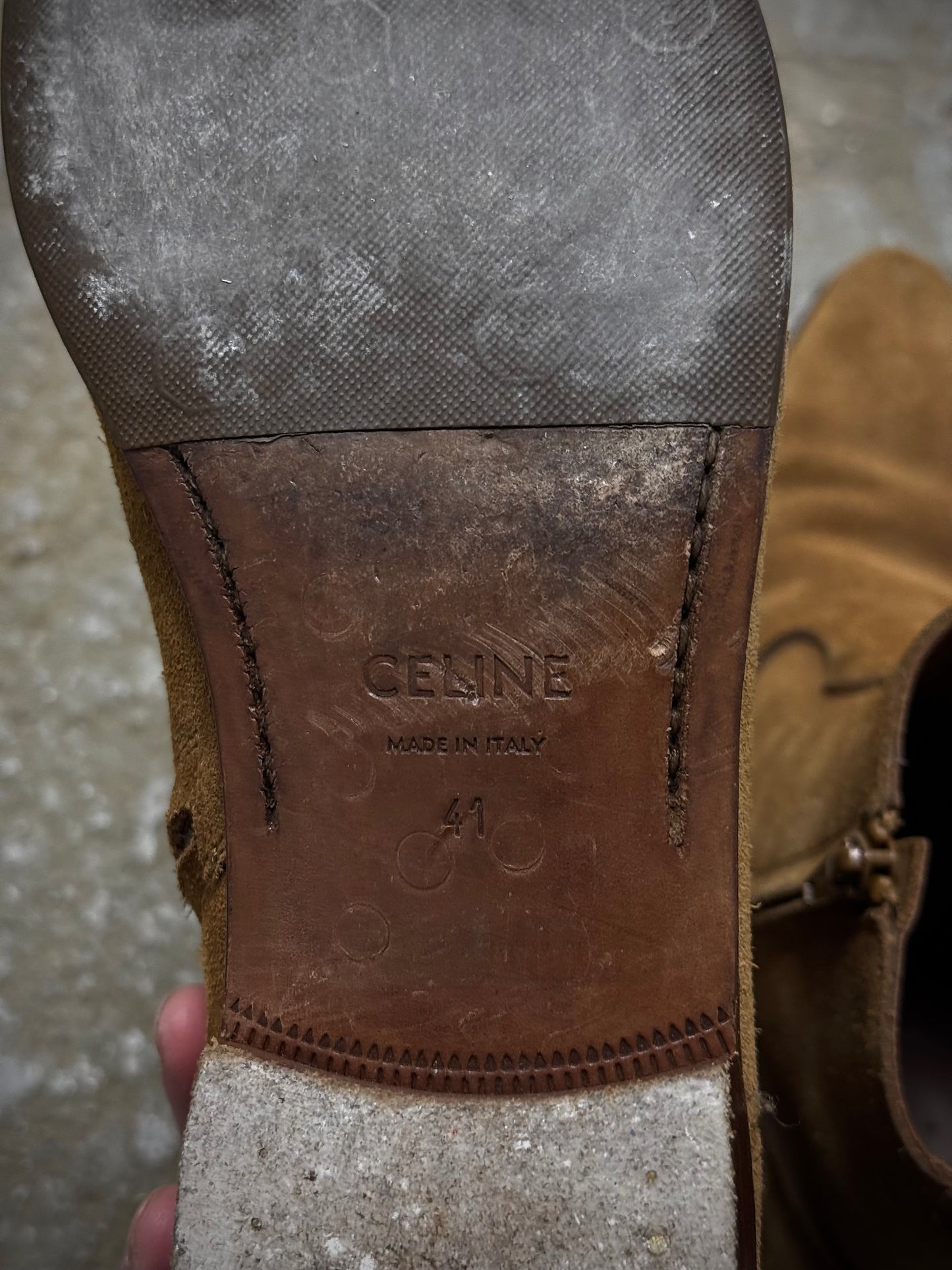 CELINE by Hedi Slimane SS19 Brown Suede 'Jacno' Side Zip Boots