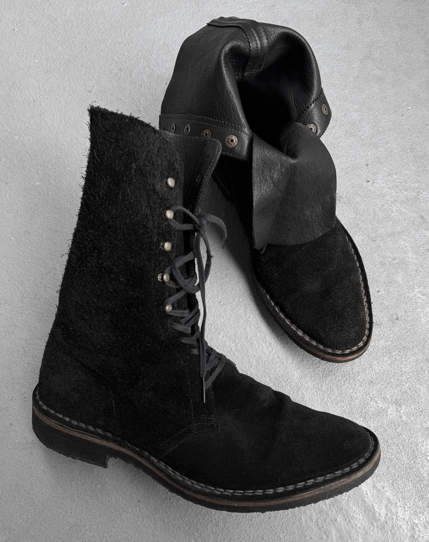MiharaYasuhiro AW15 Foldable Suede Leather Crepe Boots