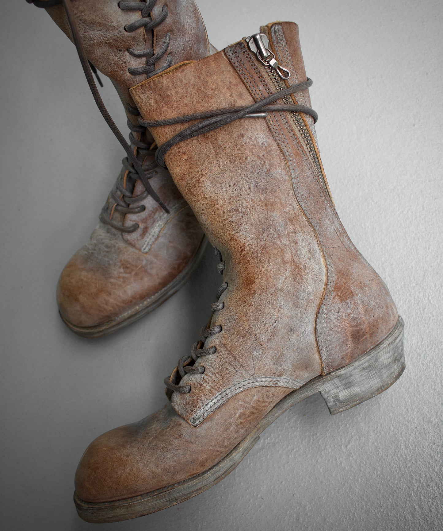 Julius_7 AW17 Bison Leather Spiral Combat Boots