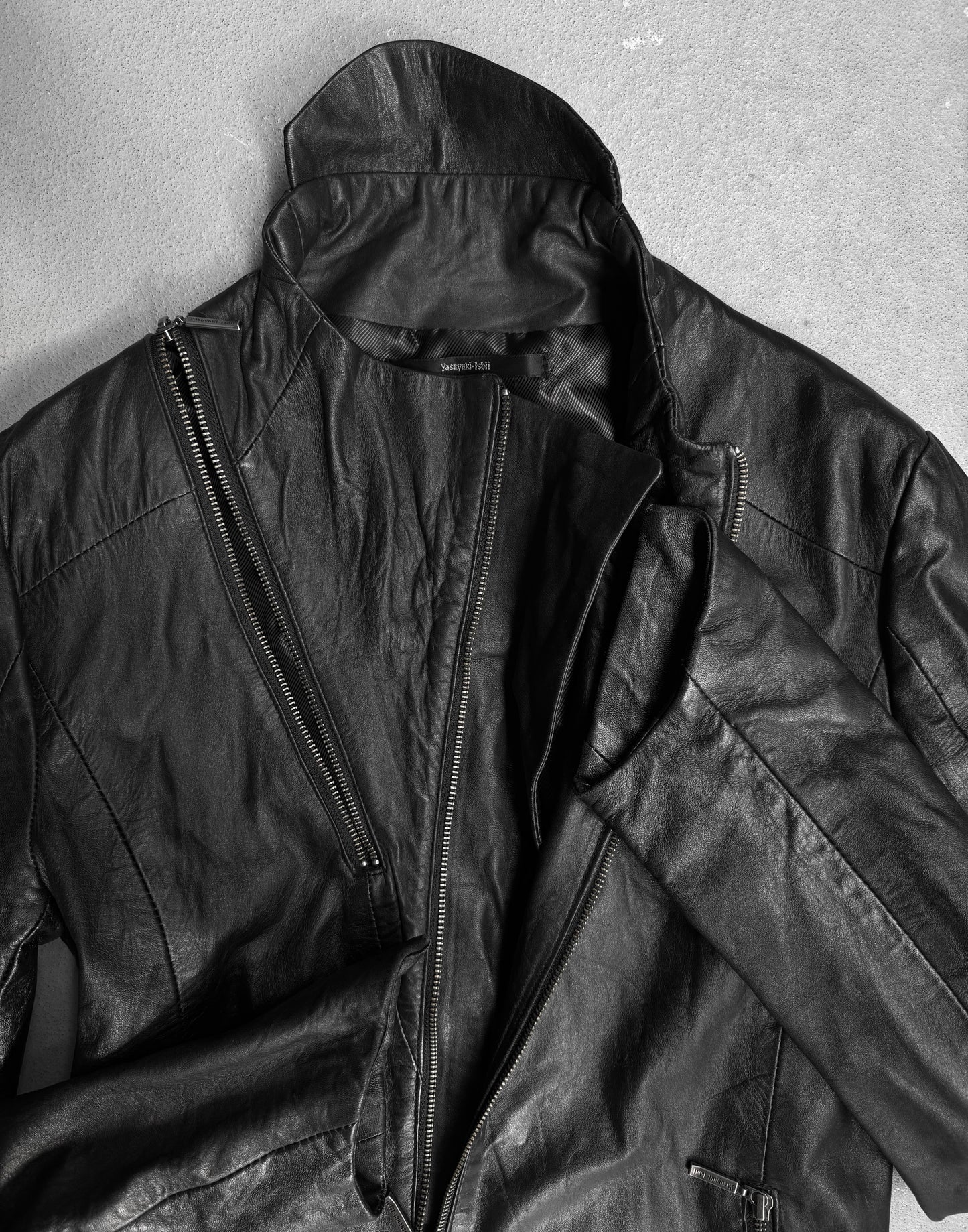 Yasuyuki Ishii Early 00s Spiral Zip Sheepskin Leather Jacket