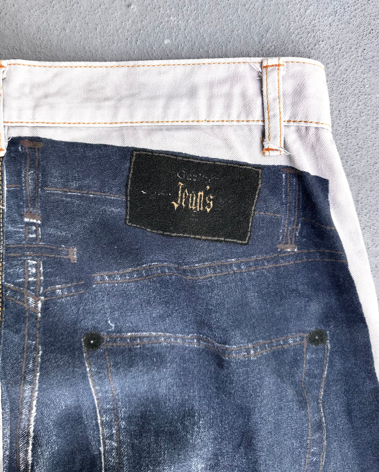 Jean-Paul GAULTIER SS97 “Trompe-l’œil” Optical Illusion Denim Overprinted Pants