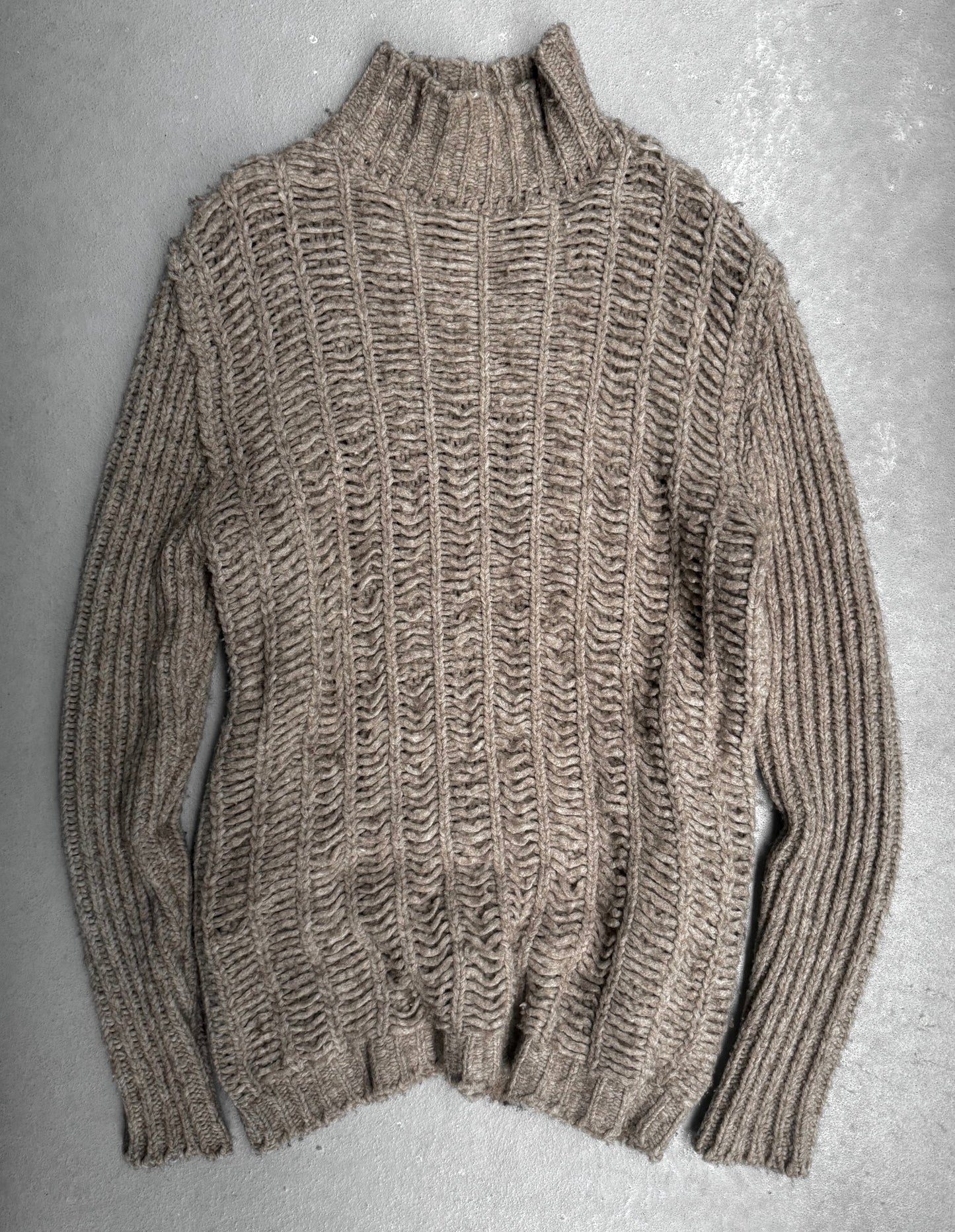 Rick Owens FW18 "SISYPHUS" PEARL Chunky Open Yak Wool Knit