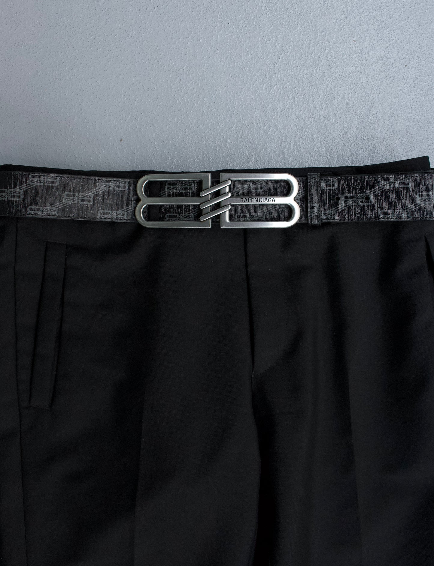 BALENCIAGA SS22 BB Signature Logo Buckle Canvas Belt