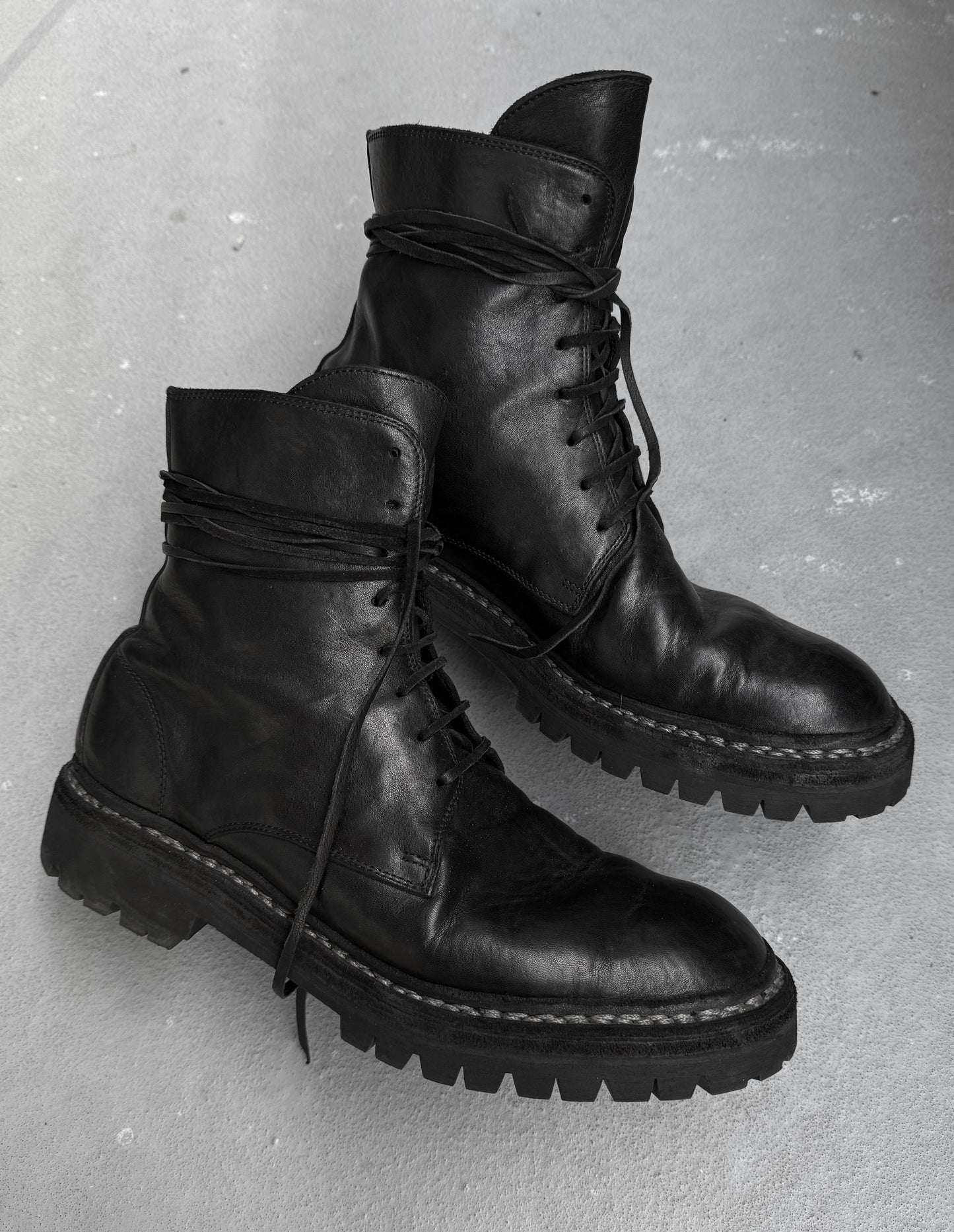 GUIDI ‘795V_N’ Black Horse Leather Lace-up Boots