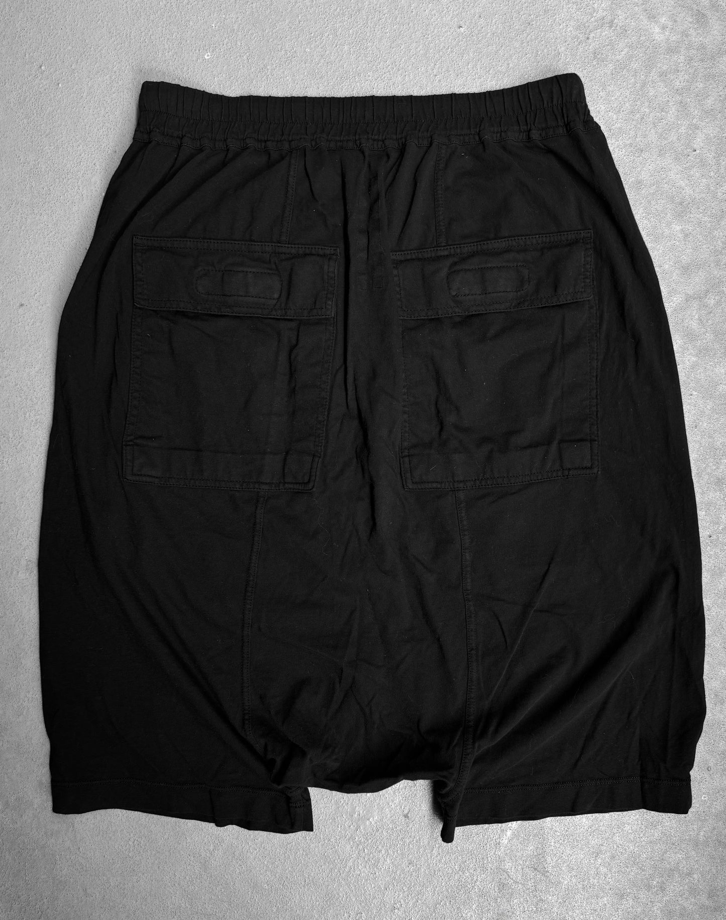 Rick Owens DRKSHDW SS15 “FAUN” Black Lightweight Drop-crotch Pod Shorts