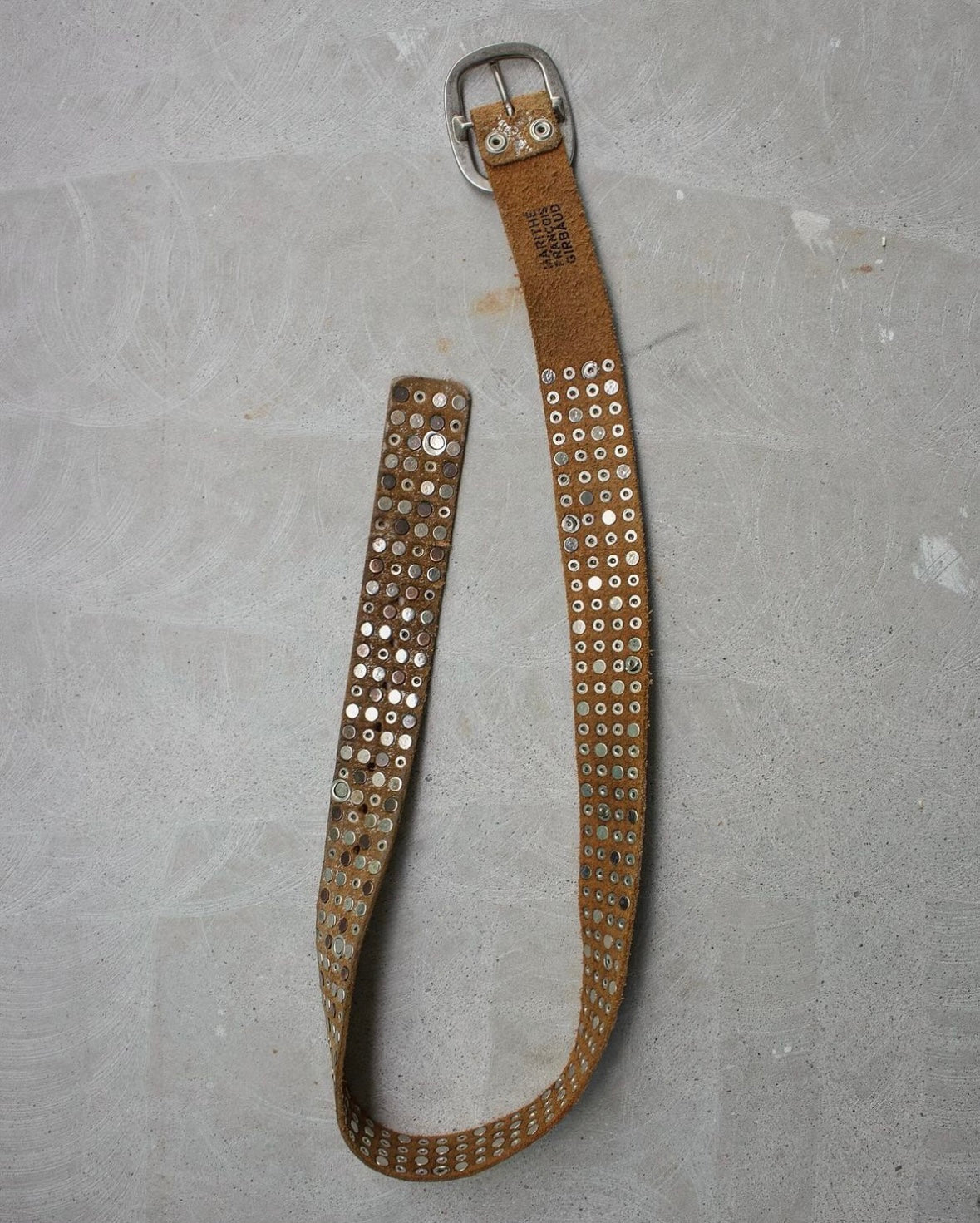 Marithé + François Girbaud Early 00s Metal Studded Suede Leather Belt