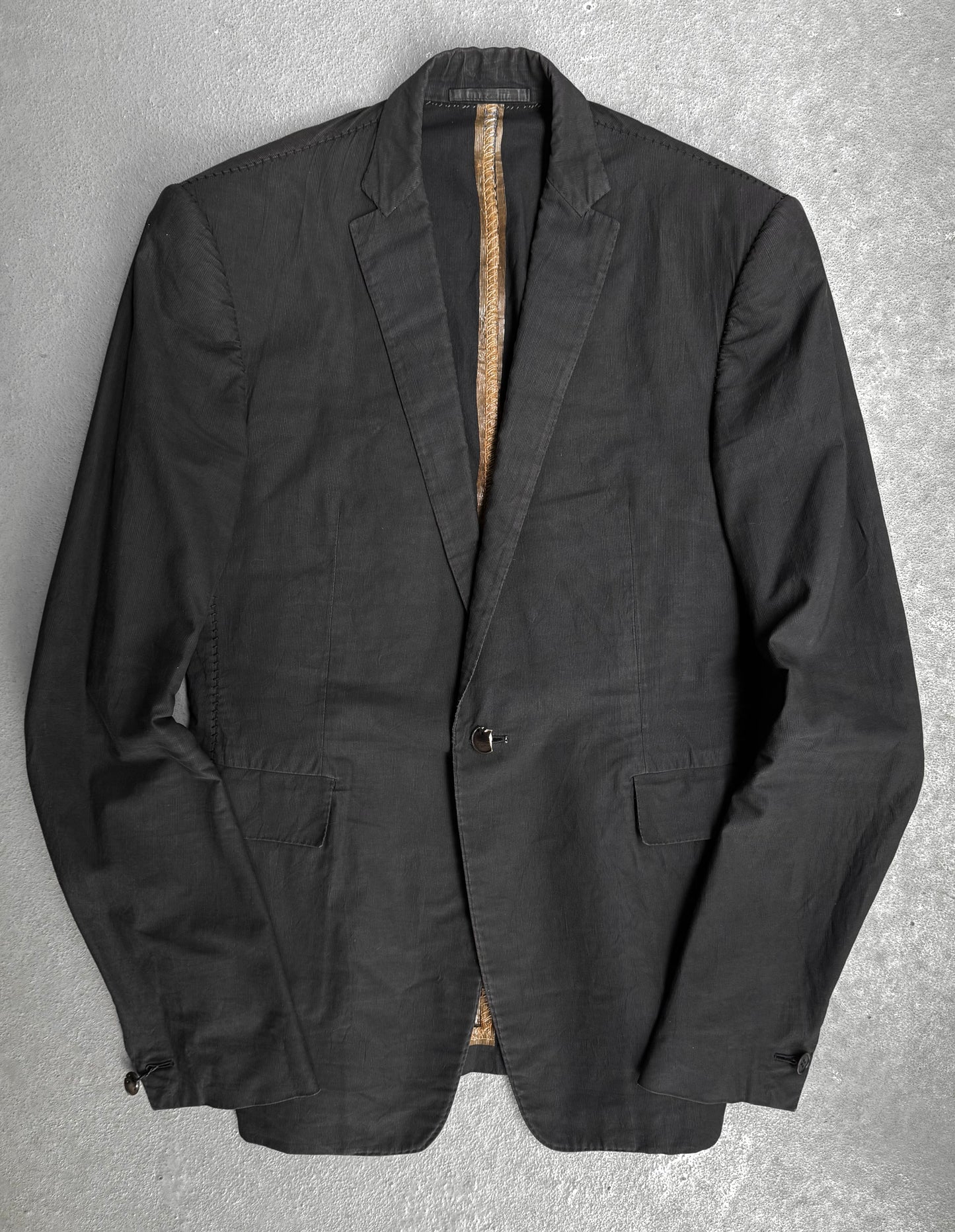 Carol Christian Poell 2010 'GM/2618OOD CORD-PTC/10' Taped Seam Titanium Prosthetic Elbow Overlock Blazer