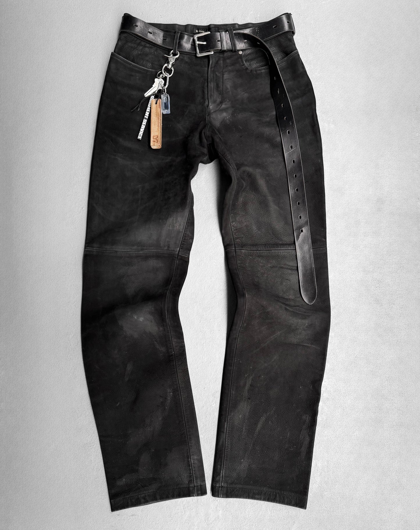 MiharaYasuhiro Late 90s Vegetable Tanned Cowhide Suede Leather Rider Pants