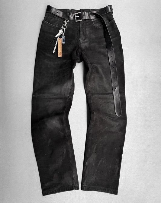 MiharaYasuhiro Late 90s Vegetable Tanned Cowhide Suede Leather Rider Pants