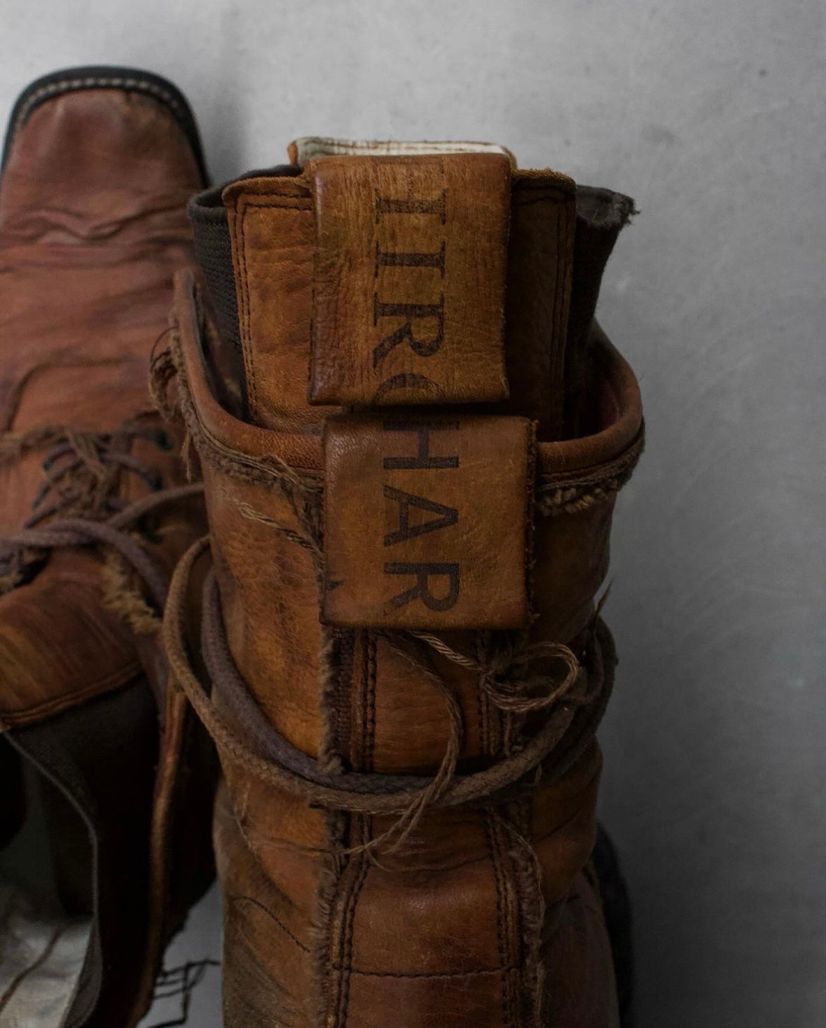 roen by Hiromu Takahara Early 00s Distressed Leather Hybrid Lace-Up Pirate Boots