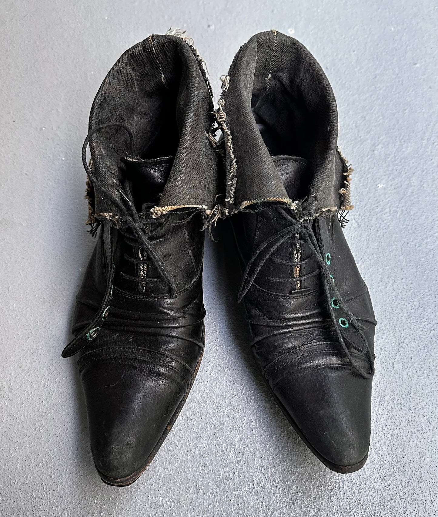 alfredoBANNISTER Early 00s Foldable Canvas Leather Pirate Boots