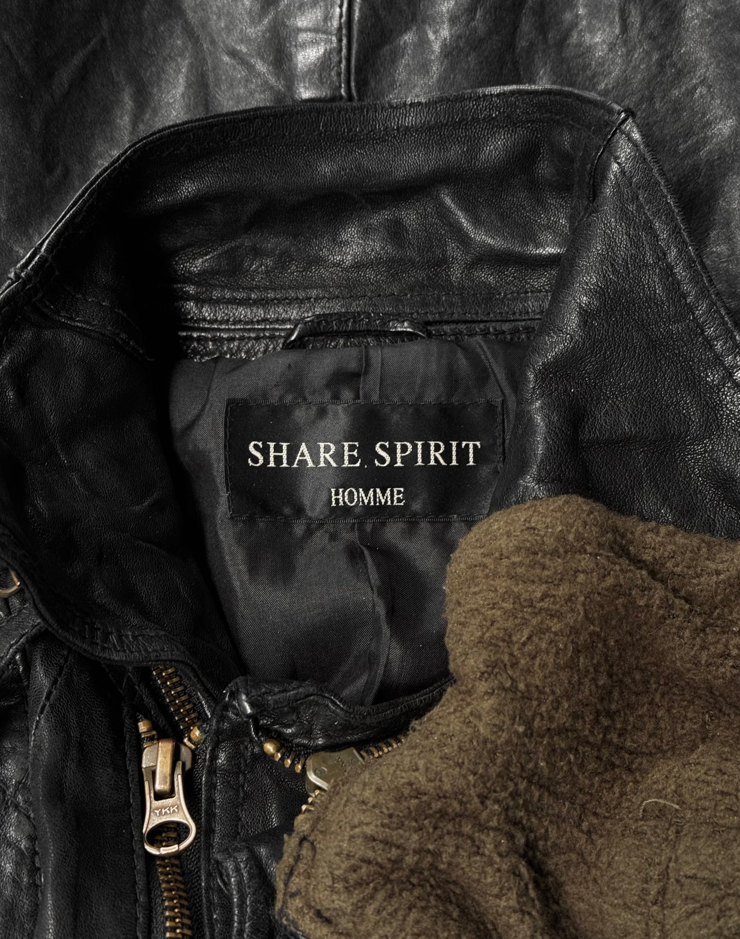 SHARE SPIRIT HOMME AW08 Sheepskin Leather Gas-Mask Rider Jacket