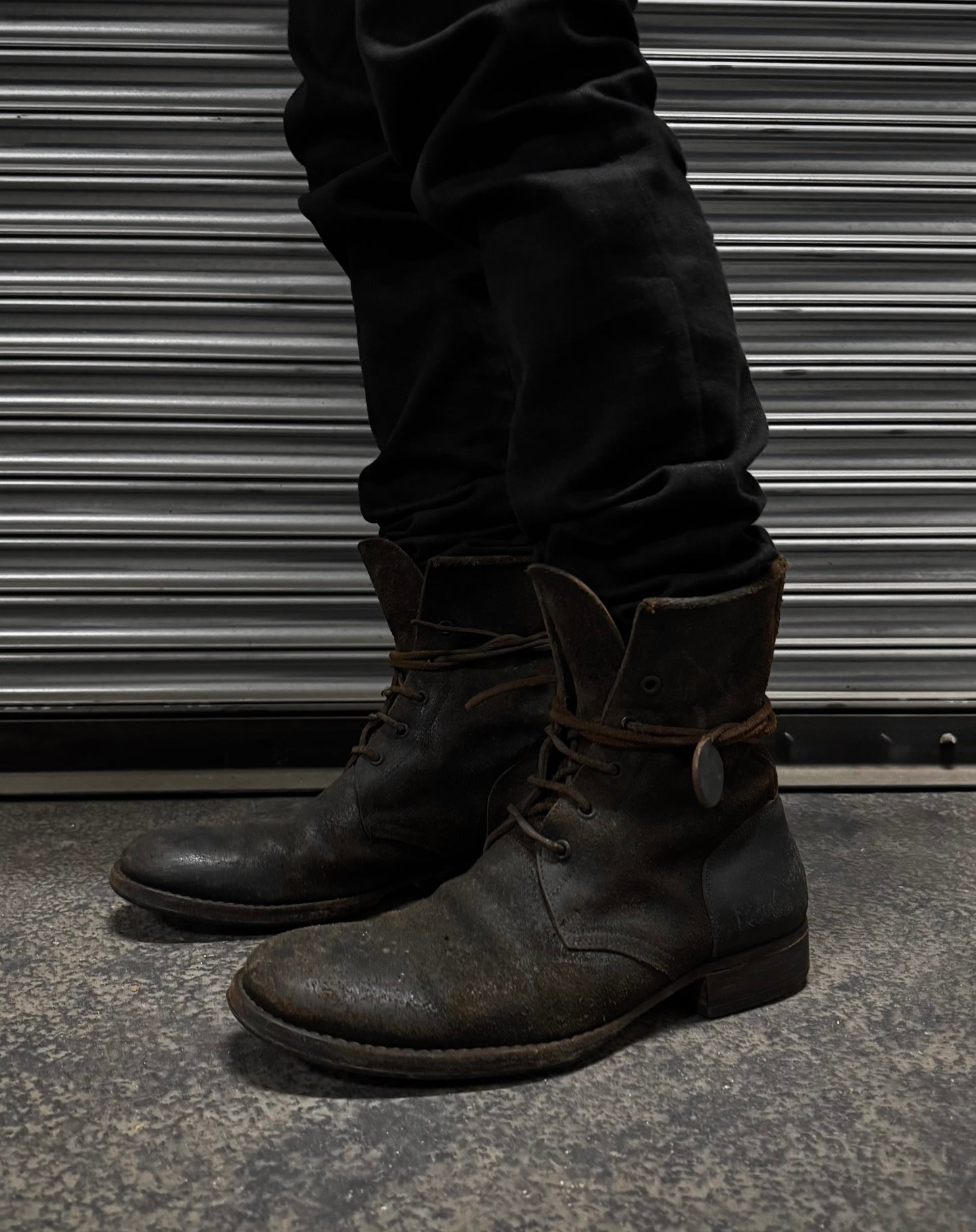 Carpe Diem Early 00s Distressed Horse Leather ‘S23M’ Lace-up Boots